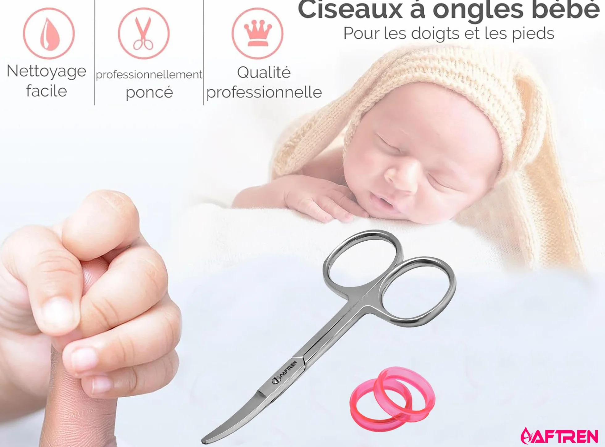 Ciseaux à ongles bébé Coupe-ongles sécurité acier inoxydable