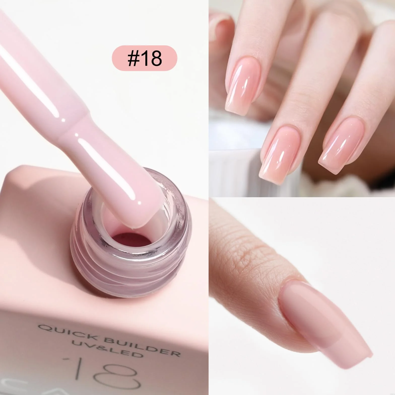CANNI Gel Construction Ongle UV Quick Builder Gel Rose doux Soft Pink Vernis Gel UV Semi Permanent pour Réparation de Manucure Kit Nail Extension