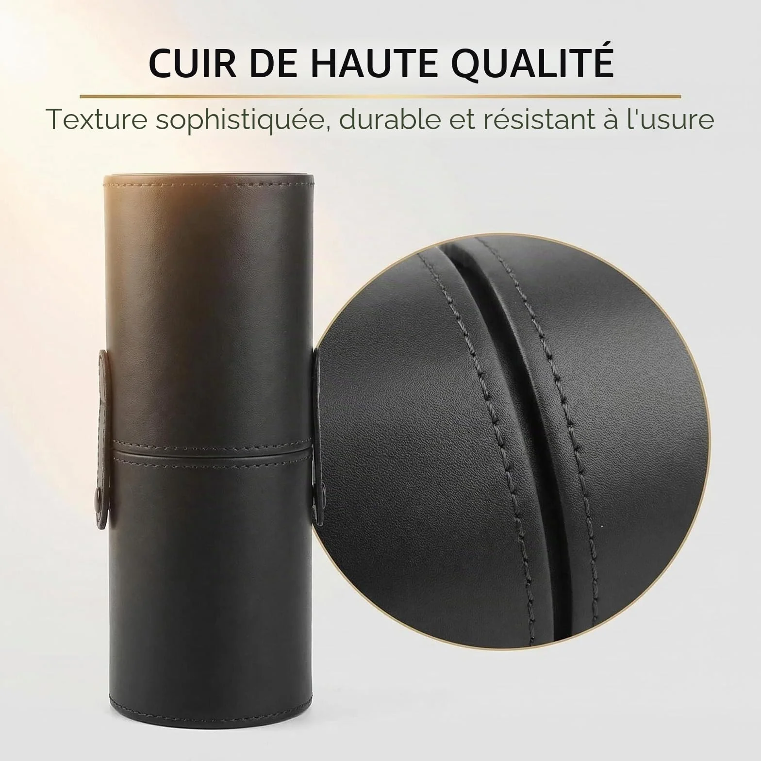 Porte-pinceaux Maquillage Vide Cuir Synthétique Noir Étui Rangement