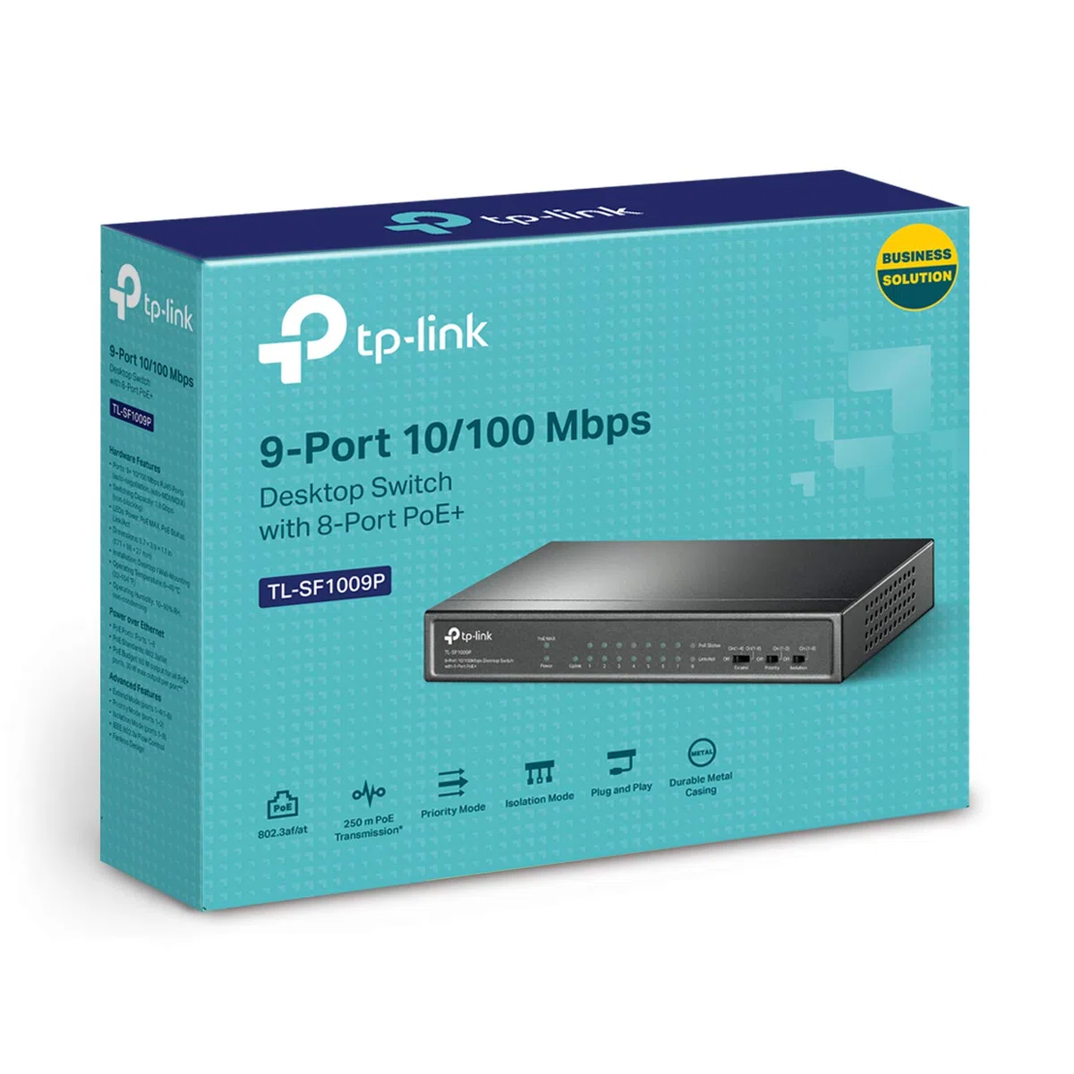 TP-Link 9 Port Fast Ethernet 10/100Mbps PoE Switch | 8 PoE+ Ports @65W | Sturdy Metal w/Shielded Ports | Limited Lifetime Protection | Extend Mode | Priority Mode | Isolation Mode (TL-SF1009P)