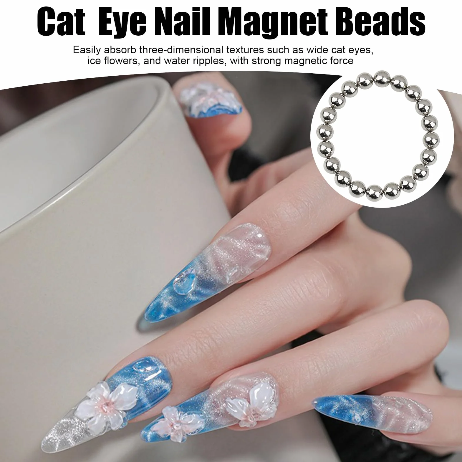 Aimant à ongles magnétique 5 mm, outil multifonction gel pour manucure art, perles polonaises design balle