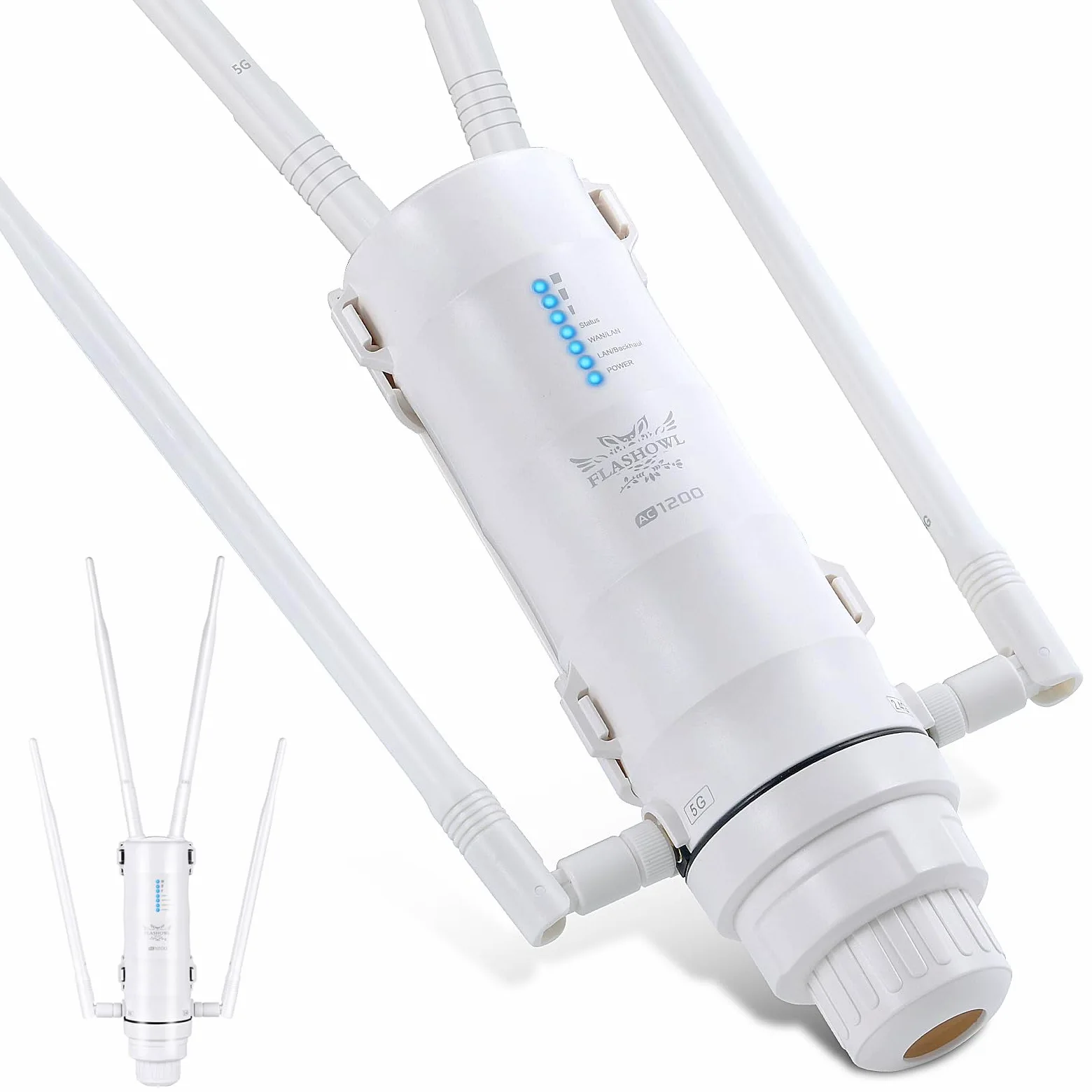 Répéteur WiFi Extérieur AC1200 Antenne WiFi Longue Portée IP65 PoE | Amplificateur WiFi Extérieur puissant Double bande 2.4GHz 5GHz Point d’accès sans fil pour caméra jardin garage terrasse