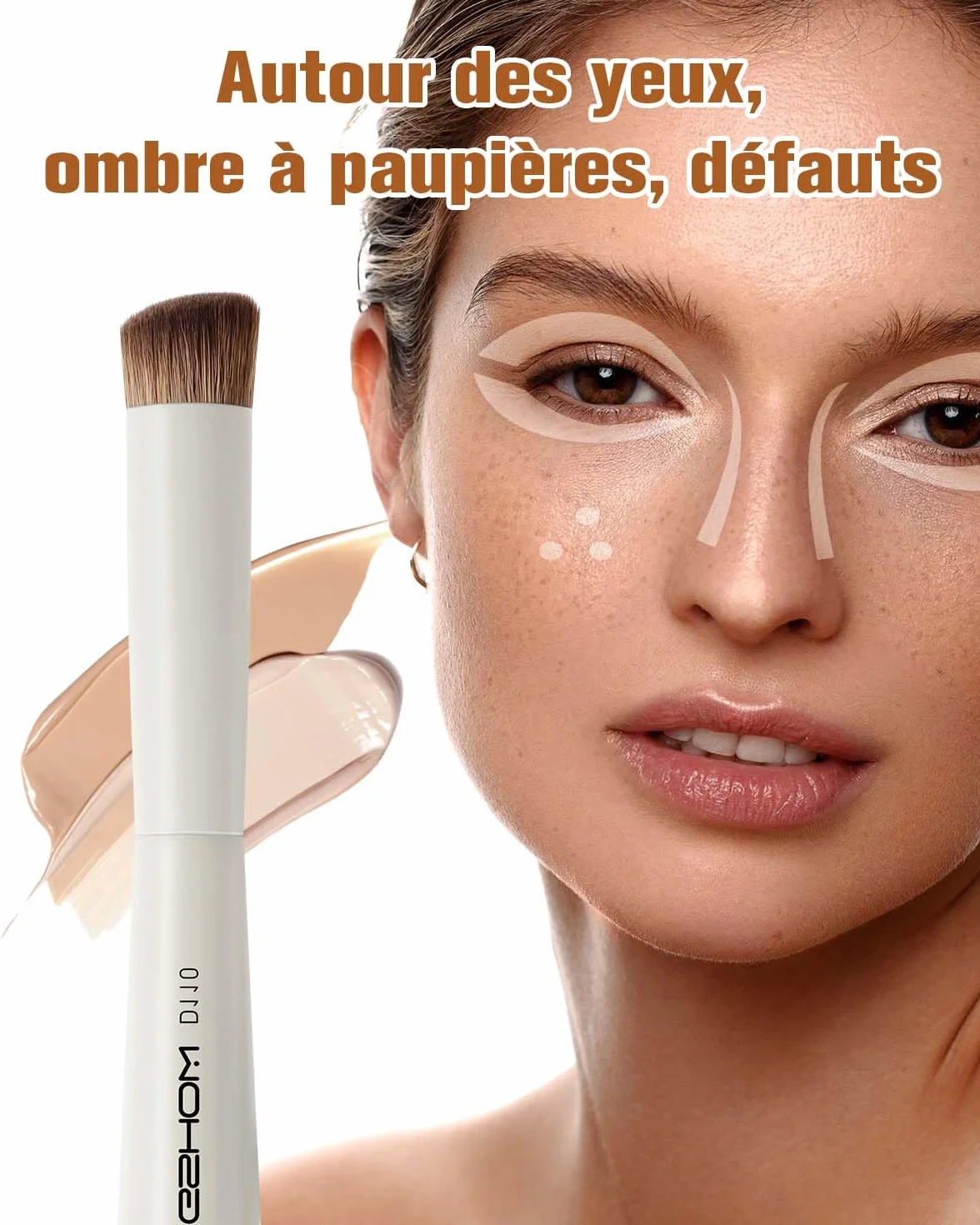 Pinceau de maquillage double extrémité fond de teint et anticernes EIGSHOW D110 Beige