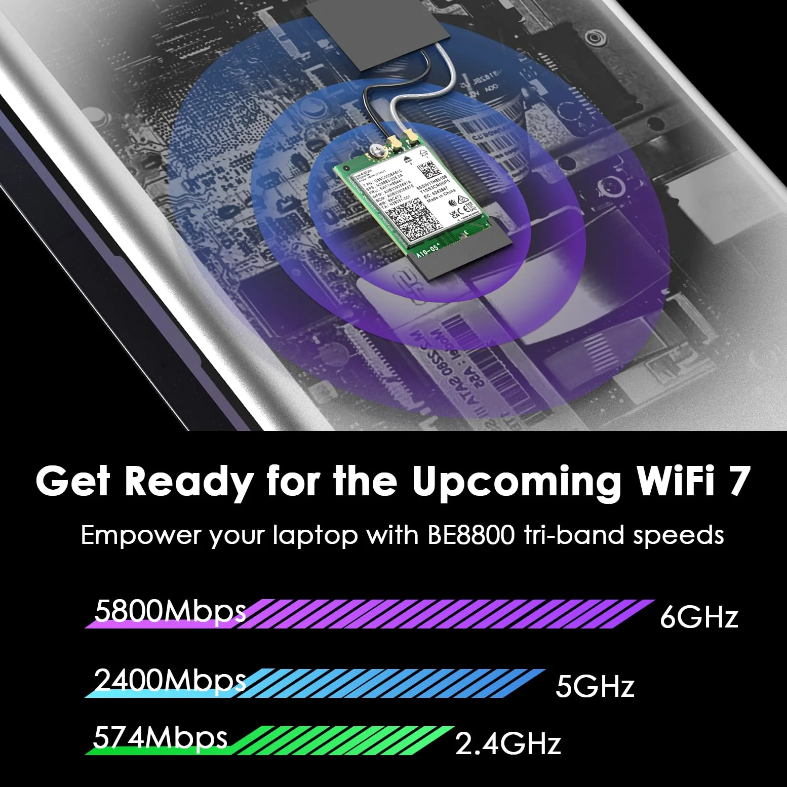 WAVLINK WiFi 7 Carte WiFi, 8774Mbps Tri-Band BE200 M.2 NGFF Network Module with Bluetooth 5.4, MU-MIMO, WPA3, Support Windows 10/11(64-bit) Laptop, Non Disponible pour Les Cartes mères AMD