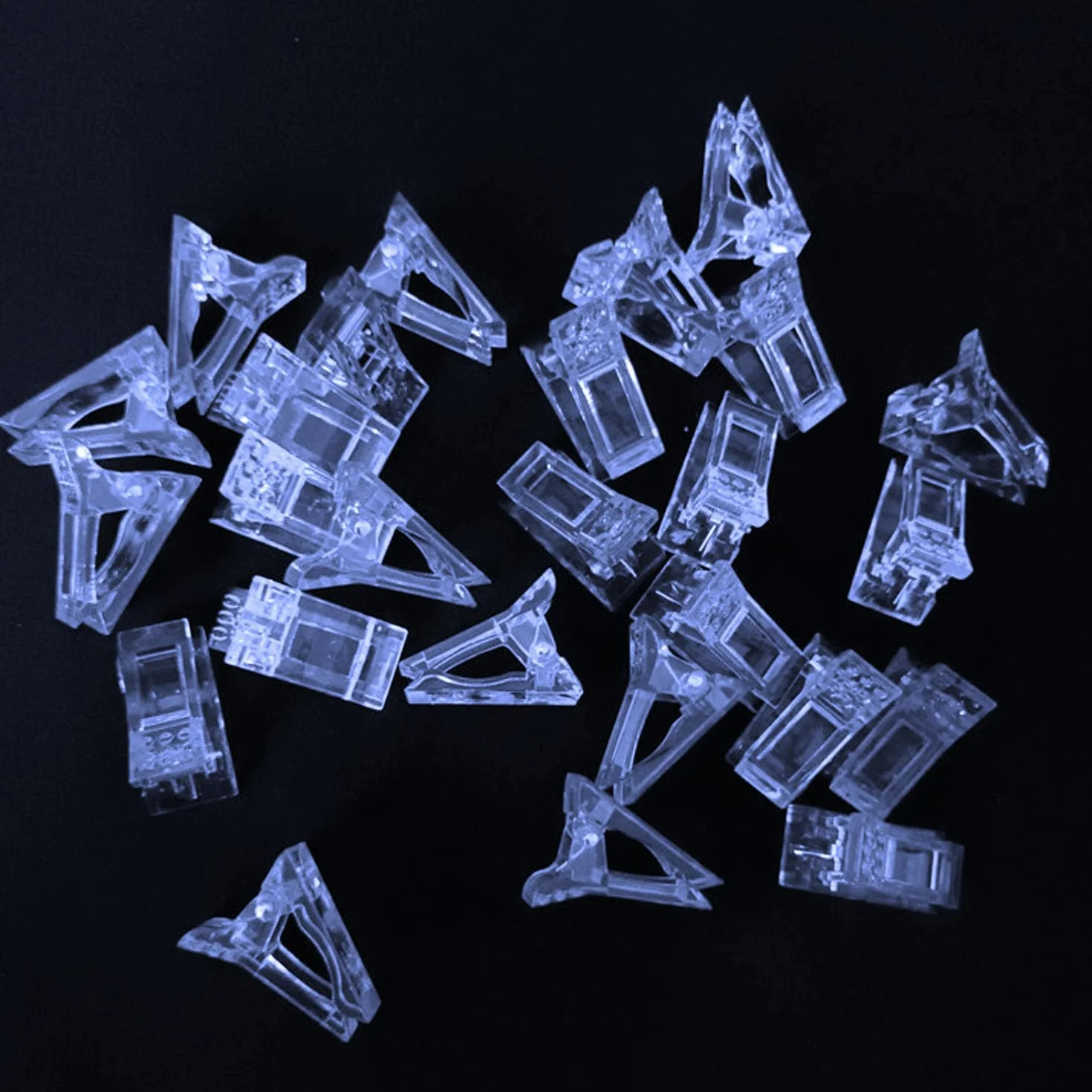 Pinces Ongles Transparentes en Gel, Clip à Ongles Cristal pour Extensions d'Ongles et Manucure (Bleu)