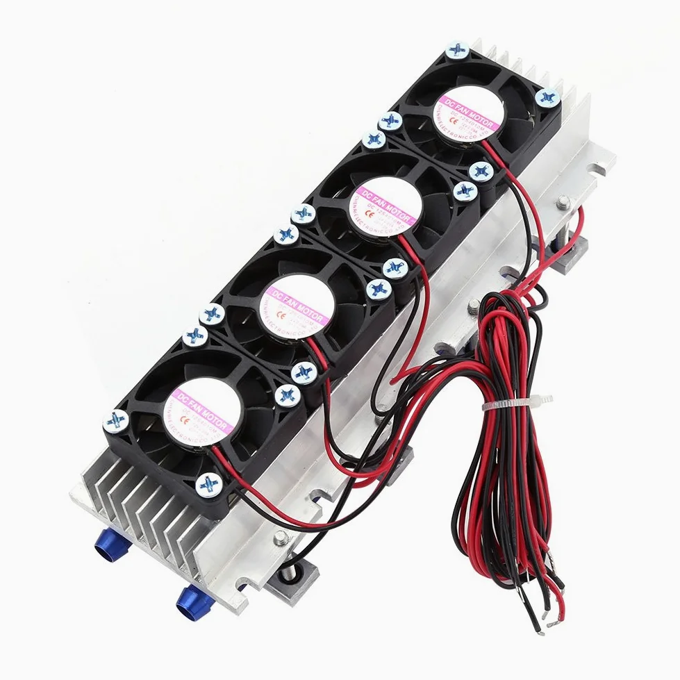 Refroidisseur Semi Conducteur 288W pour Aquarium Piscine Appareils Equipements Thermostatique Air Eau Refroidissement Sans Prise 4 Ventilateurs DIY