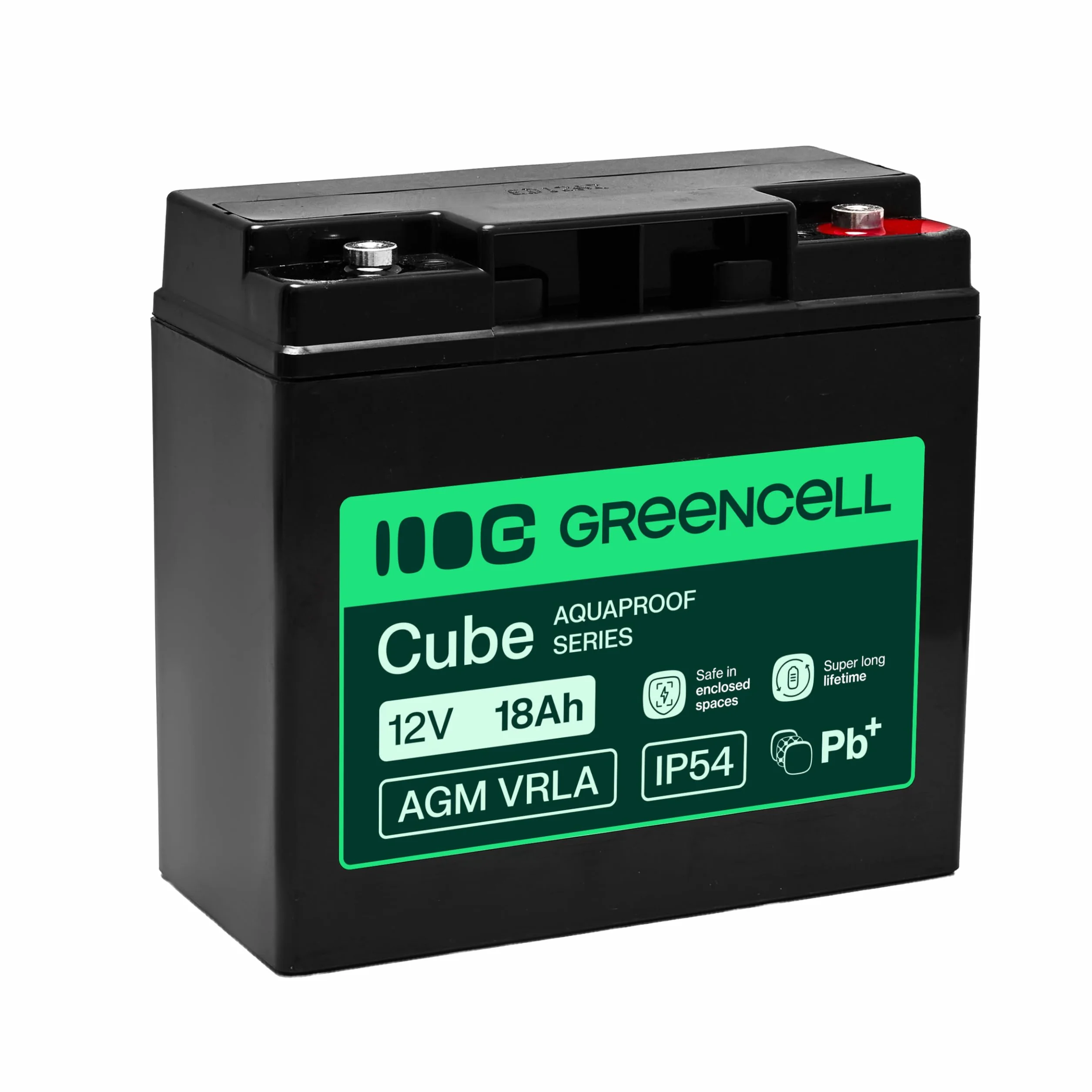 Greencell AGM VRLA Batterie 12V 18Ah Gel sans Entretien IP54 pour UPS Alimentation Secours