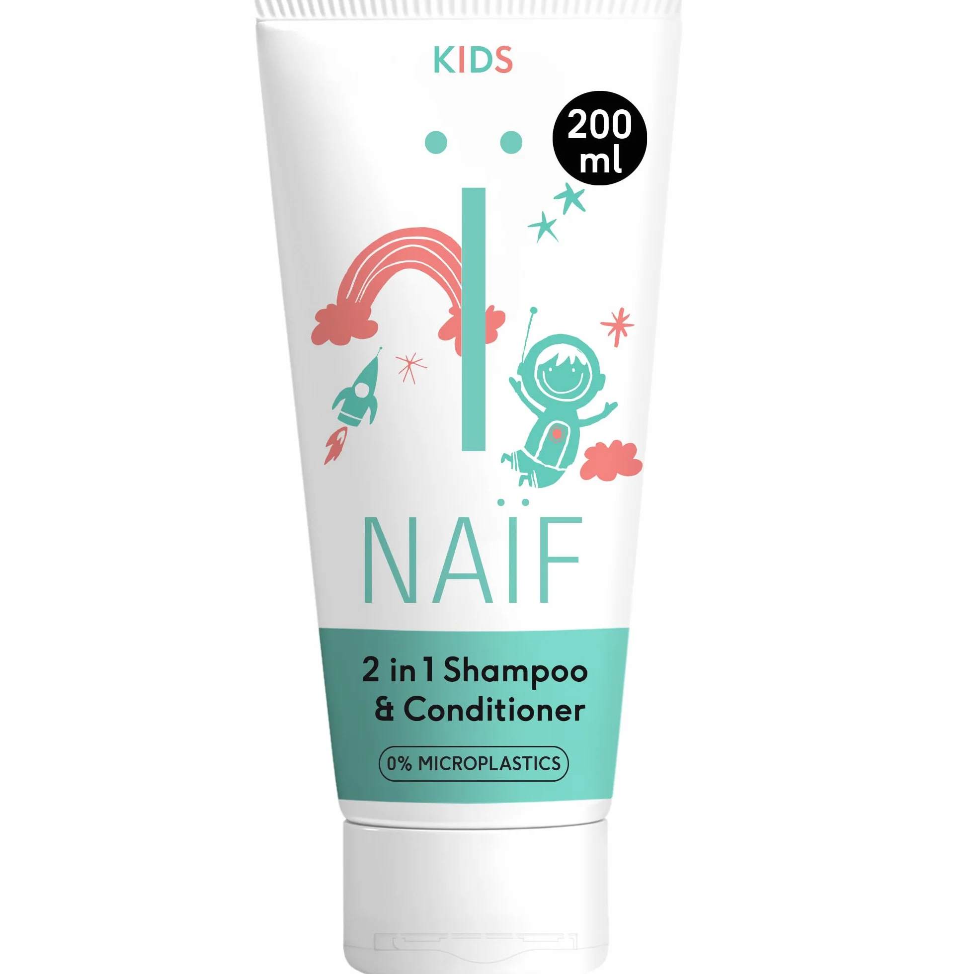 Naïf Shampoing & Après-Shampoing 2 en 1 Bébé & Enfant 200 ml – 0% parfum, sans SLES, microplastiques ni silicones