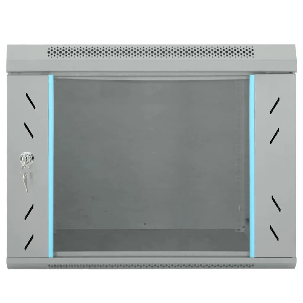 Armoire réseau 53 x 60 x 45 cm - Montage mural - En acier - Pour serveur de bureau - 19" - Armoire de distribution de données - Gris