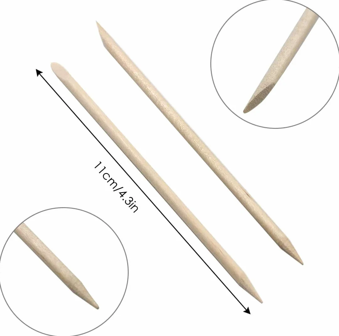 BetterJonny Bâtons de Bois Orange Stick Double Face 300Pcs Batonnets des Ongles Manucure Pédicure