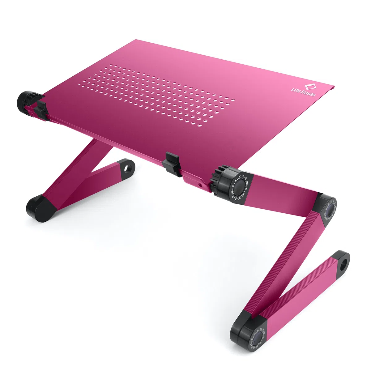 LifeBasis Table de Lit Pliable Table Ordinateur Réglable Compacte Légère pour PC Portable Plateau Table de Lecture pour Ultrabook Livre Magazine et Petit Déjeuner Rose
