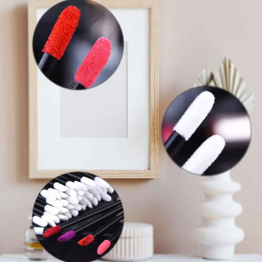 Pinceau à lèvres jetable 100 pièces, Pinceau Maquillage Rouge à lèvres, Kit Outils Beauté Stylo Sourcils