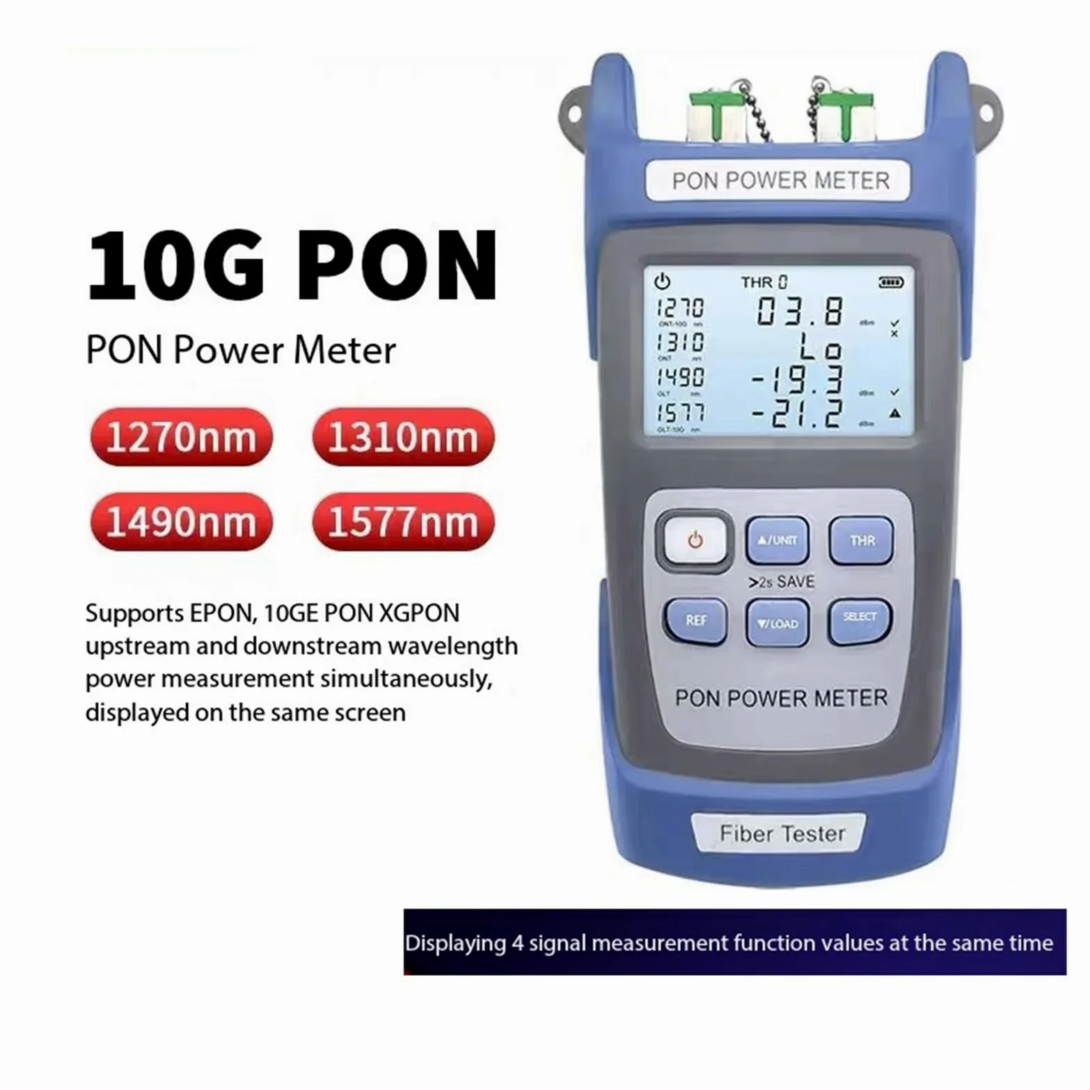 Testeur optique de compteur de puissance TM582 10G PON GPON avec longueur d'onde 1270nm/1310nm/1490nm/1577nm, testeur de câble(APC Connector)