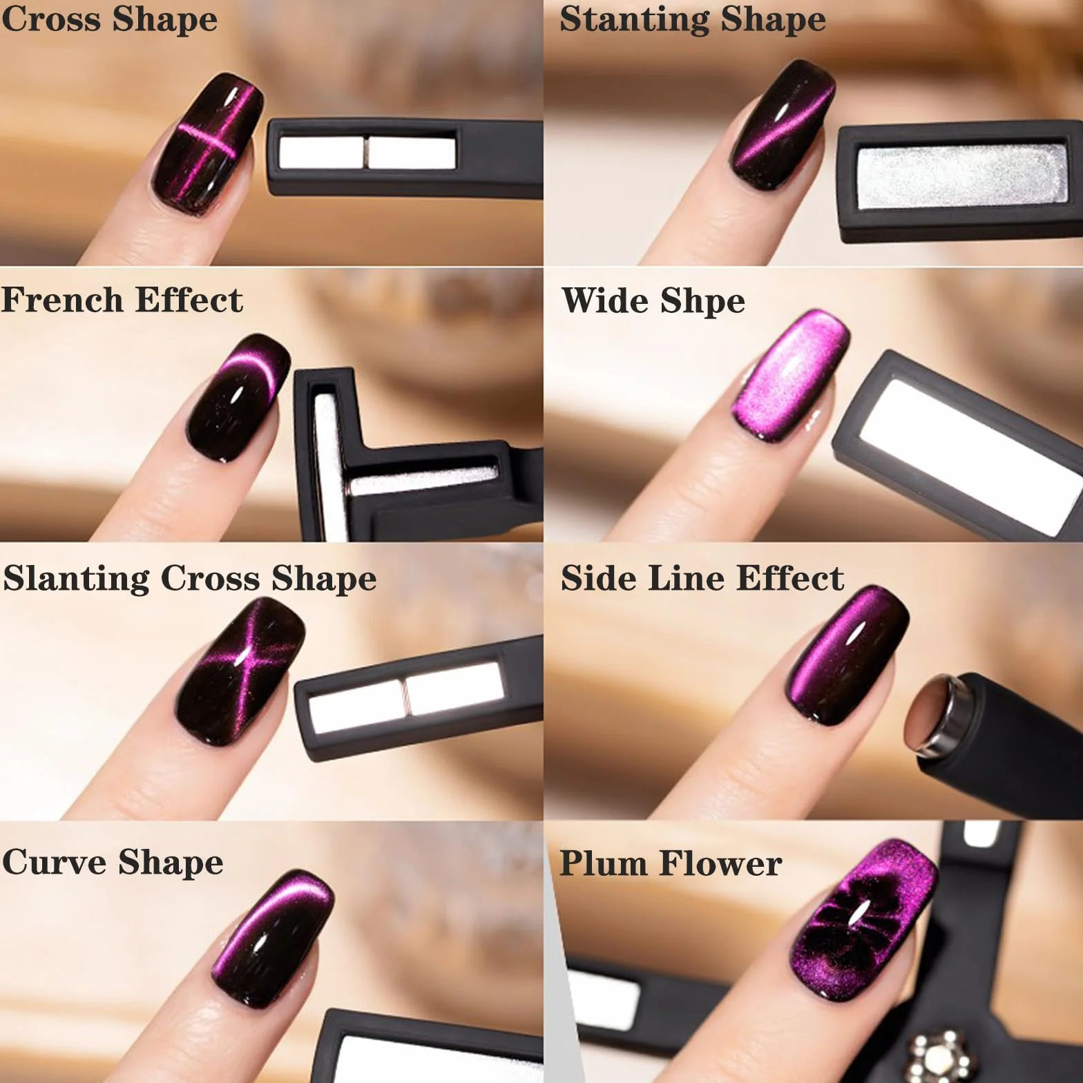 Stylo Aimant Multifonctions 5 en 1 pour Nail Art Ongles, Aimant à Forte Succion pour Vernis Chat