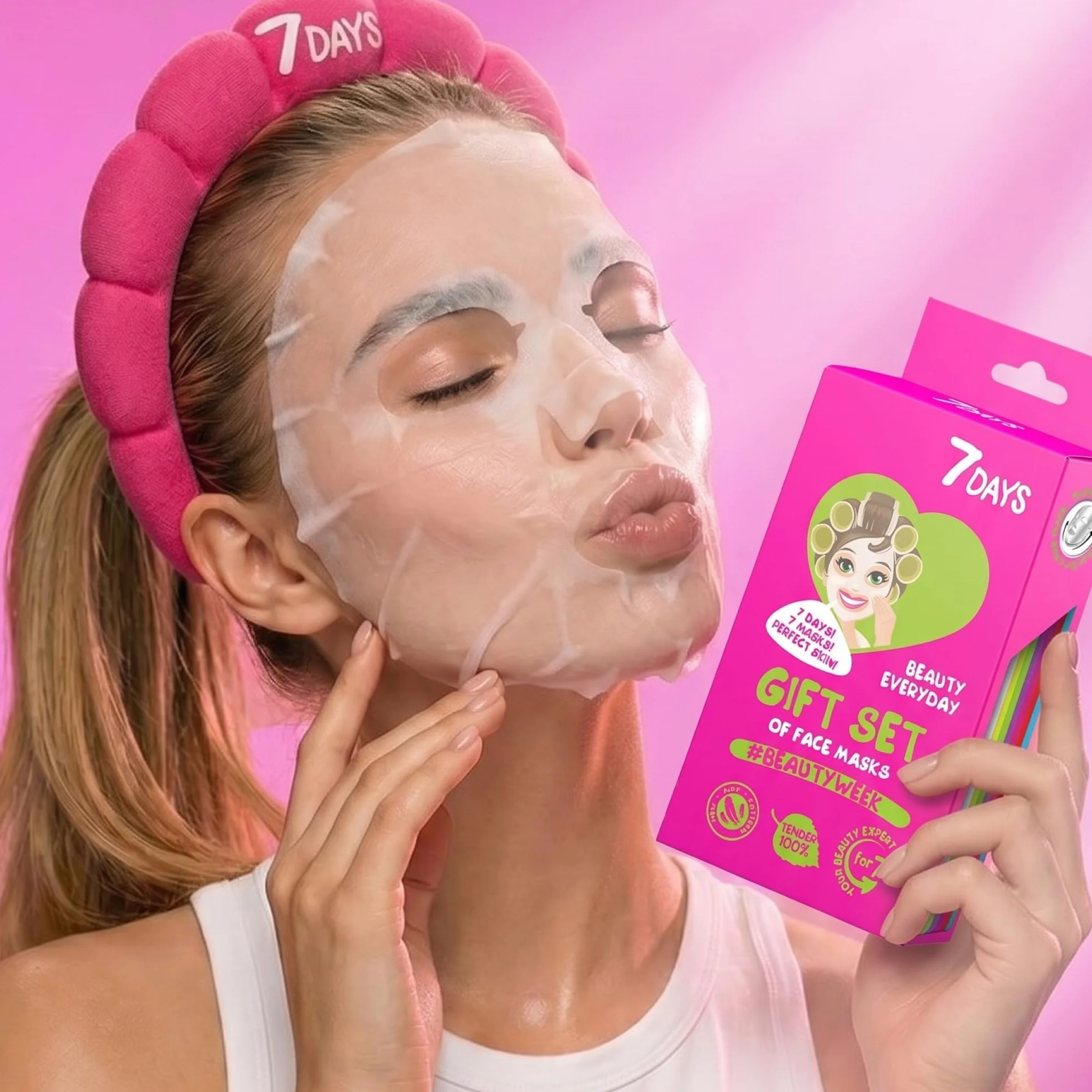7Days Coffret Cadeau Masques en Feuille Hydratants Nourrissants Visage 7 Pièces