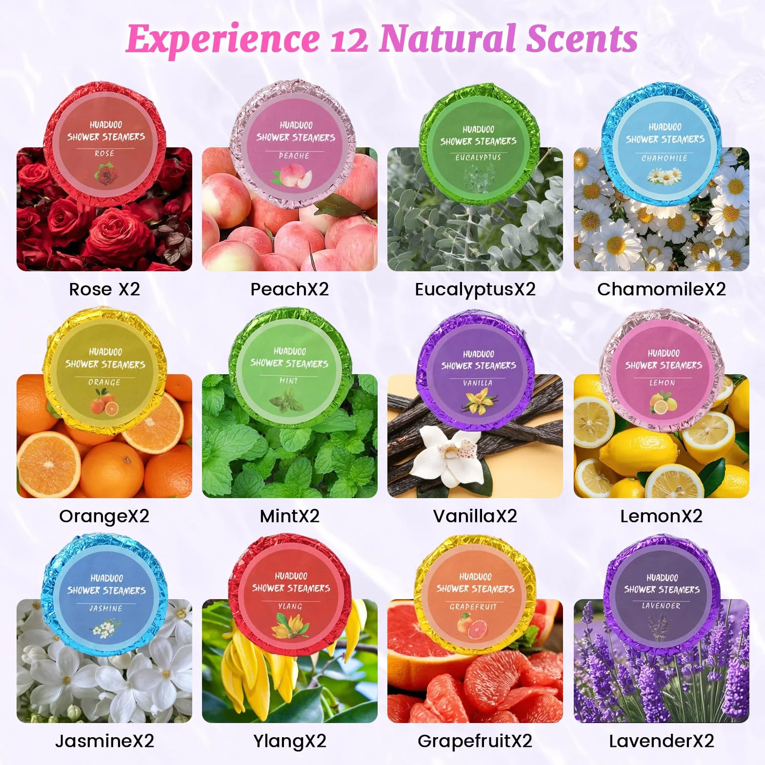 Bombes de douche aromathérapie naturelles aux huiles essentielles d'eucalyptus 24 pièces cadeaux anniversaire Noël