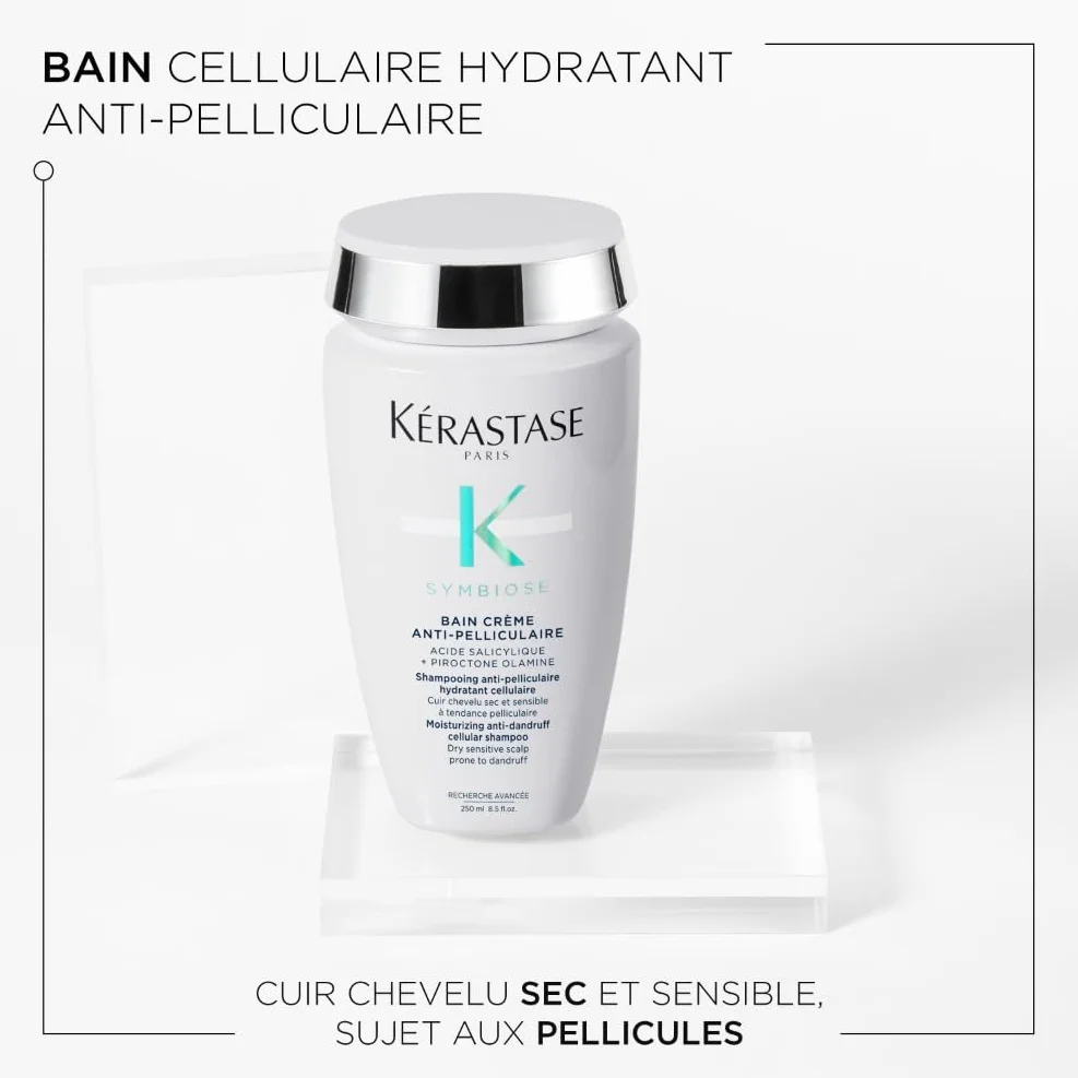 Kerastase Symbiose Bain Crème Pureté Shampoing Antipelliculaire 250 ml Acide Salicylique Sans Silicone Cuir Chevelu Gras Sensible