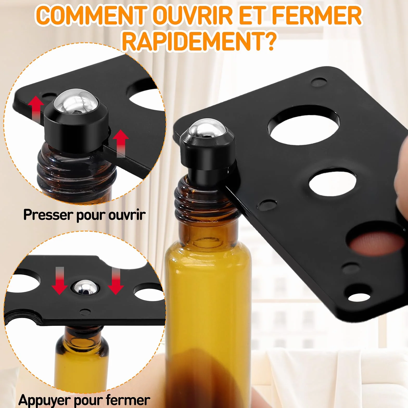 Flacon Roll On Vide 10ml Verre Couleur Thé avec Bille en Acier Inoxydable Rechargeable pour Cosmétiques Parfums