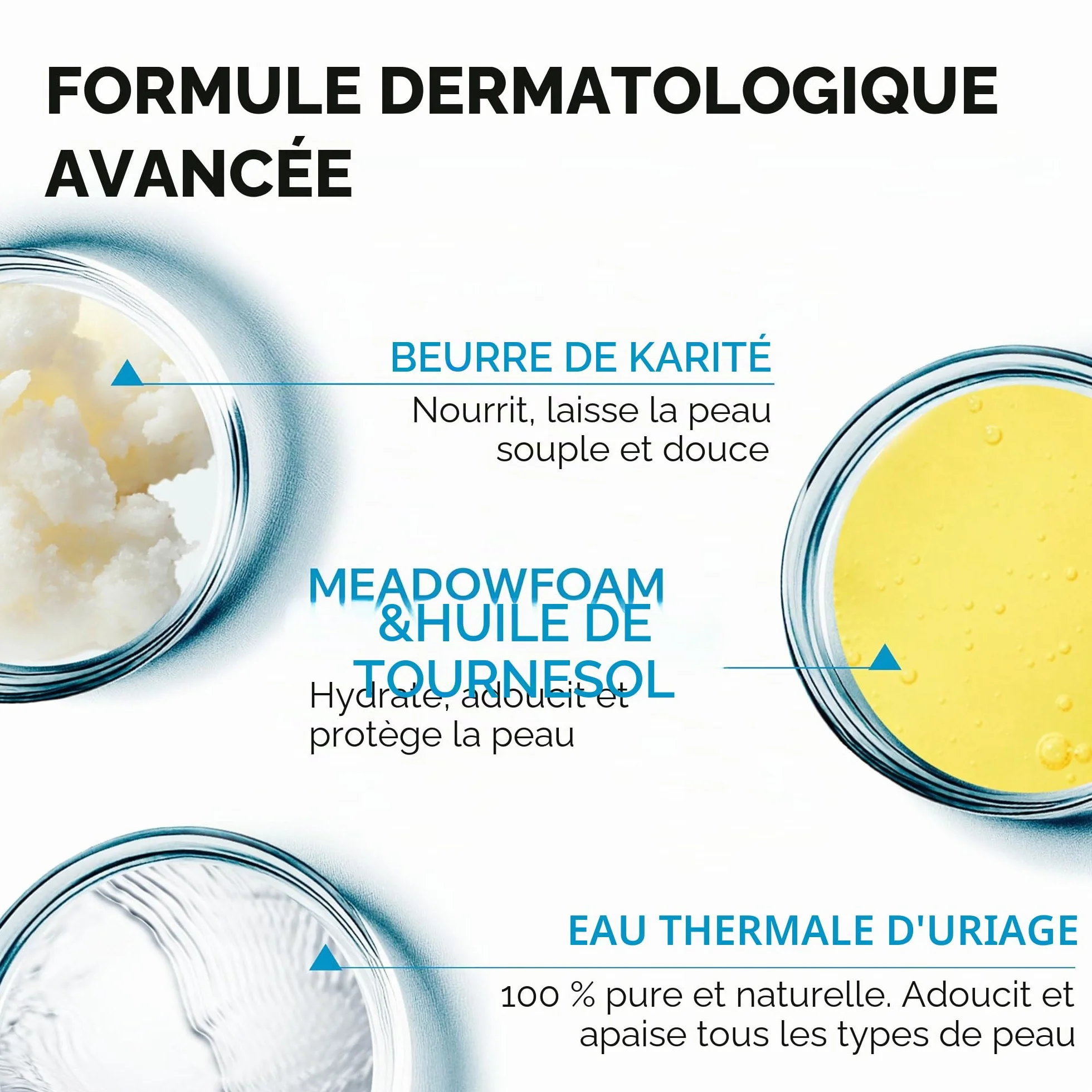Uriage Crème Lavante Hydratante au Beurre de Karité Gel Douche 2-en-1 Visage Corps Cheveux Sans Savon pH Physiologique