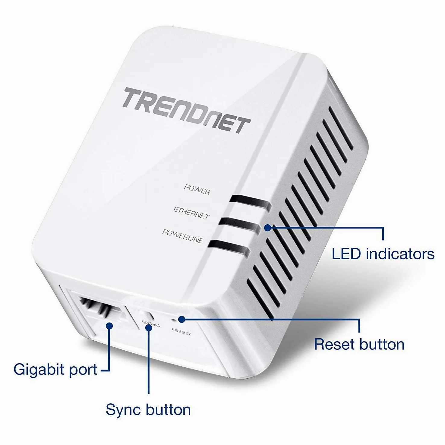 TRENDnet Kit Adaptateur Powerline 1300 AV2, Comprend 2 adaptateurs Ethernet CPL TPL-422E, IEEE 1905.1 et IEEE 1901, Port Gigabit, portée jusqu'à 300 m, Installation Simple, Blanc, TPL-422E2K