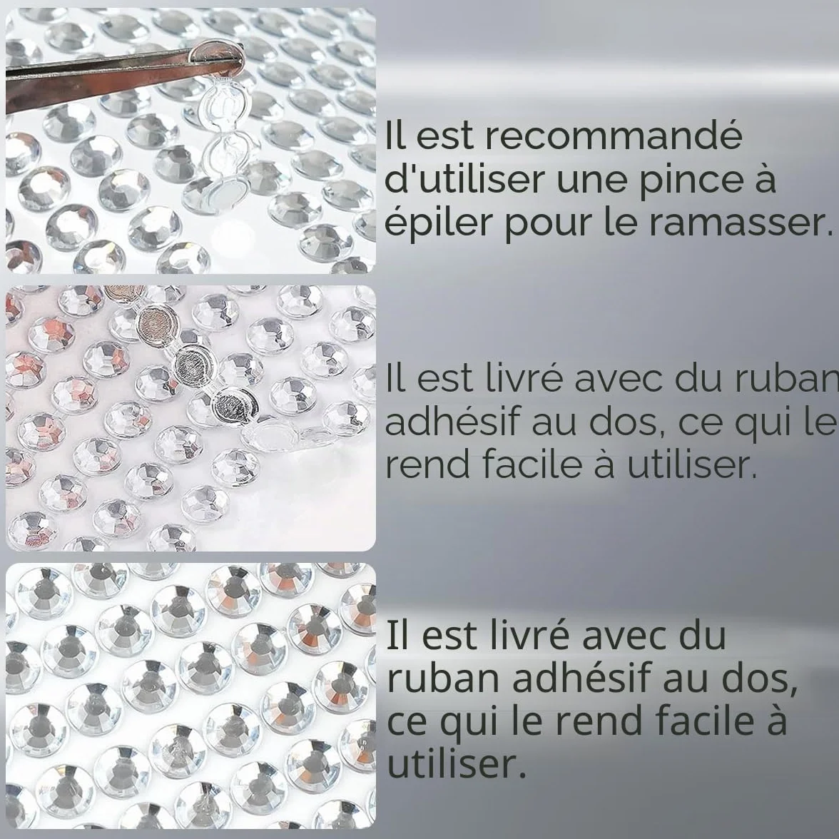 Autocollants Strass Diamant 3 Feuilles 3mm 4mm 5mm pour Décoration DIY Visage Maquillage