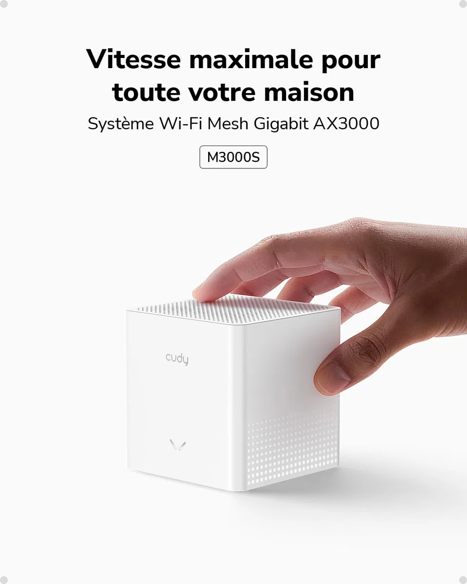 Cudy Système maillé AX3000 Wi-FI 6 pour Toute la Maison, M3000S 2-Pack