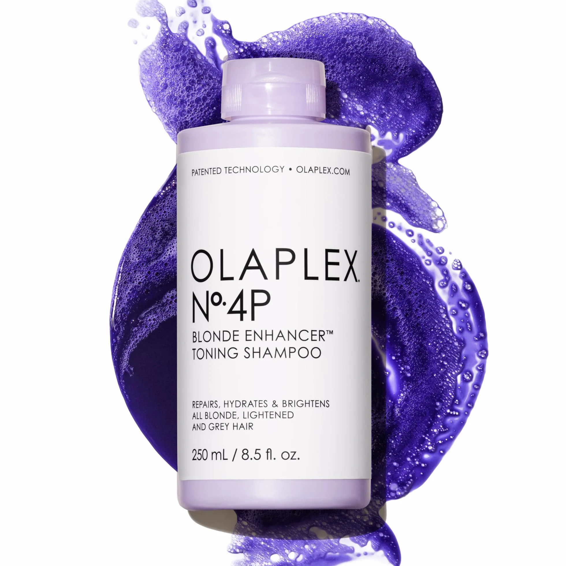 Olaplex 4P Shampoing Violet Révélateur de Blonde, Répare, Hydrate, Illumine Cheveux Blonds, Éclaircis, Gris, Sans Sulfate, 250ml