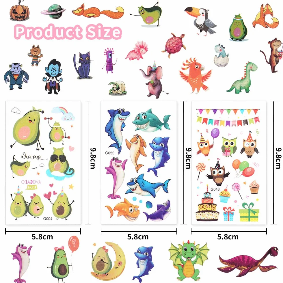 ACWOO Tatouage Temporaire Enfant 60 Feuilles Kit Tatoo Sirène Fée des fleurs Papillon