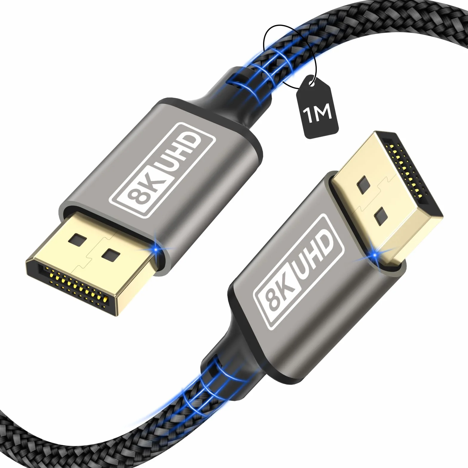 Câble DisplayPort 1.4 8K@60Hz 4K@144Hz 2K@240Hz 32,4Gbps HDCP2.2 HDR FreeSync G-Sync 1M