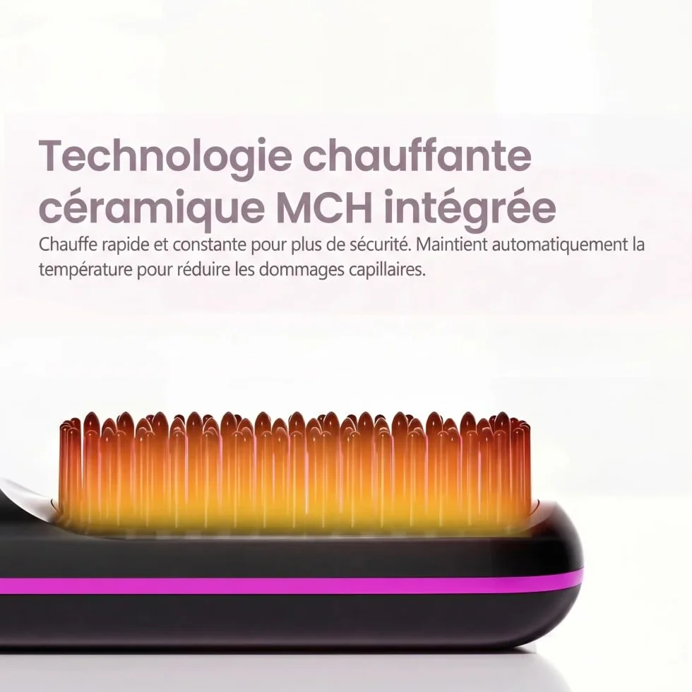 Cocoony Brosse Lissante Cheveux Courts Affichage LED Violet