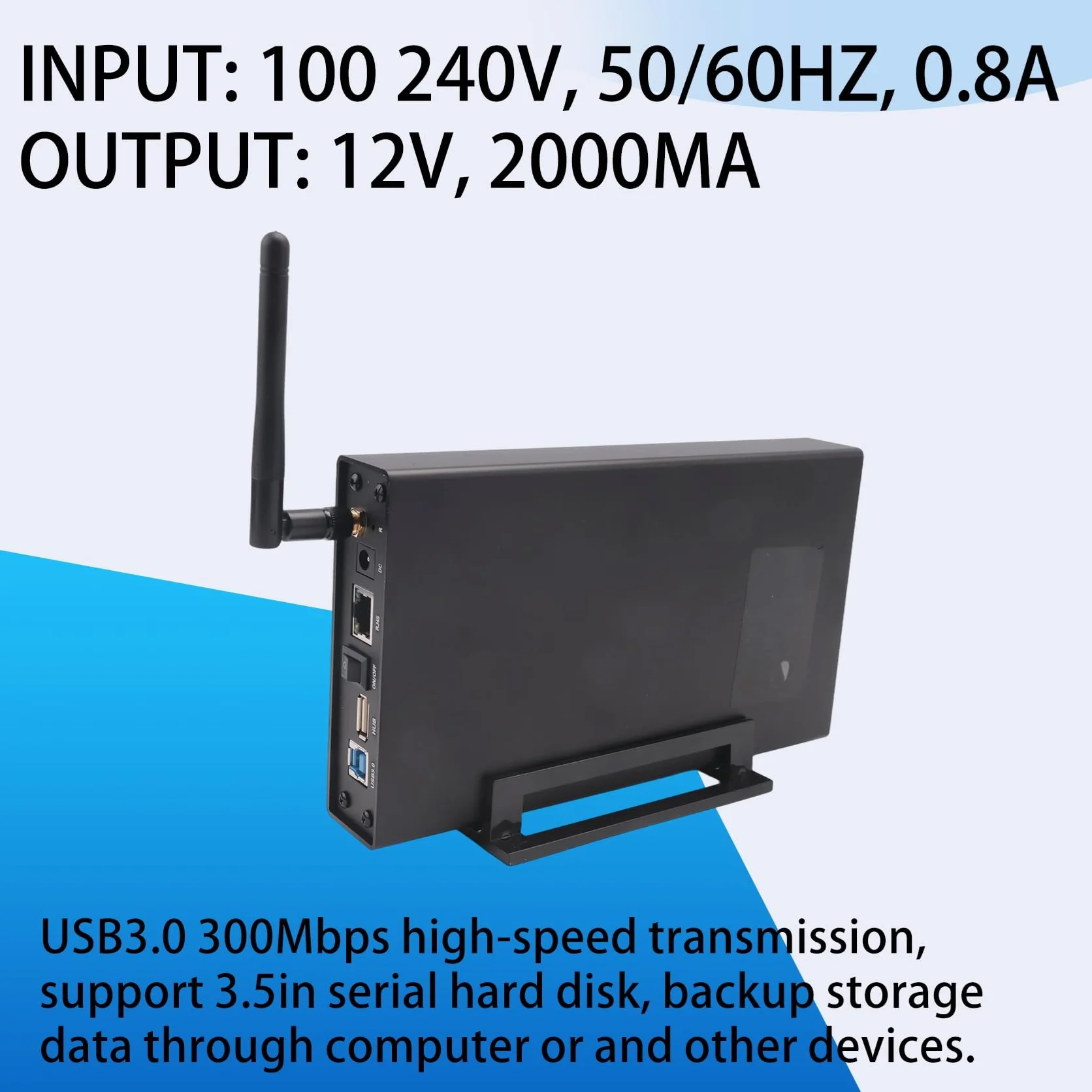 Boîtier Portable pour Disque Dur SSD 3,5 Pouces USB 3.0 RJ45 Ethernet NAS Serveur de Streaming Réseau Stockage pour Boîtier Prise UE