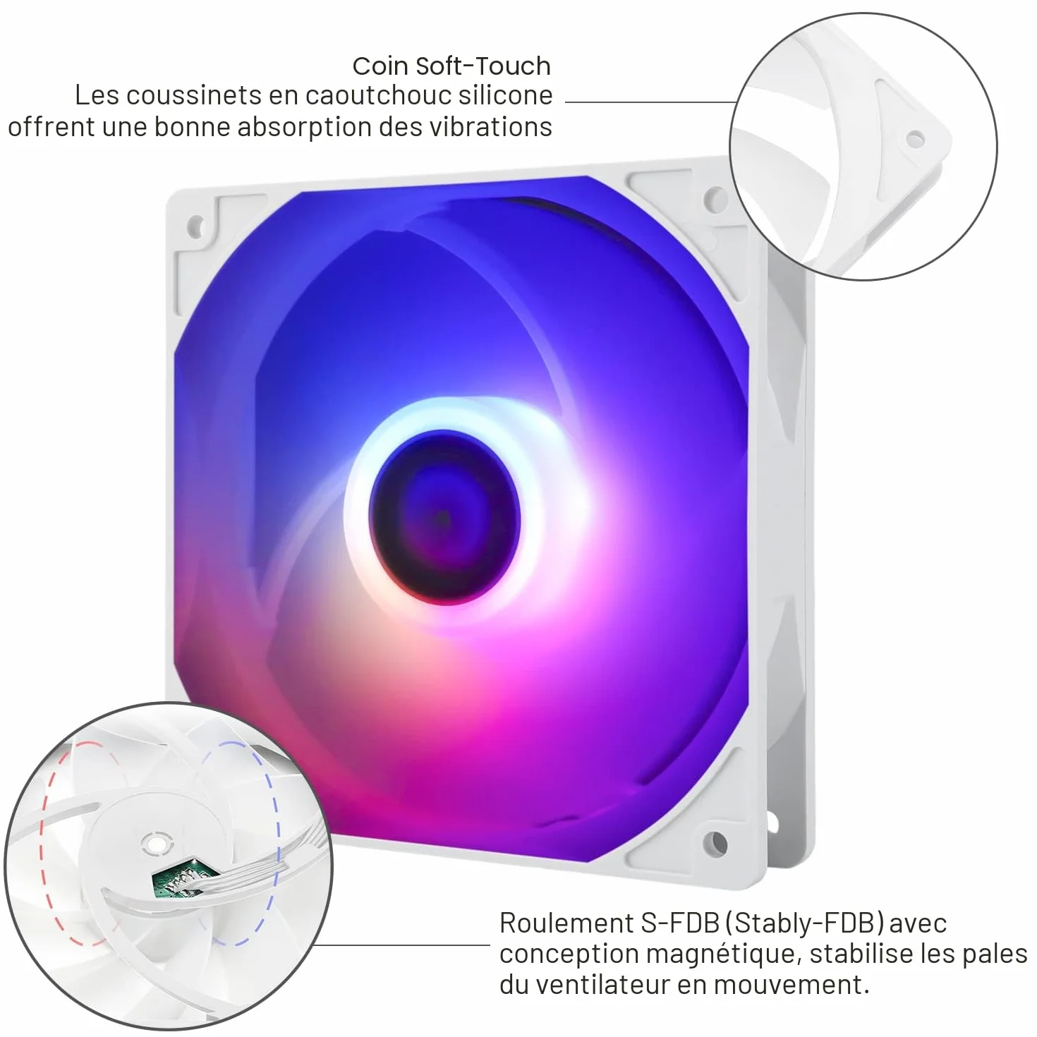 Thermalright TL-C12CW-S X3 Ventilateur de CPU 120 mm Blanc ARGB PWM silencieux avec roulement S-FDB 1550 tr/min (3 pièces)