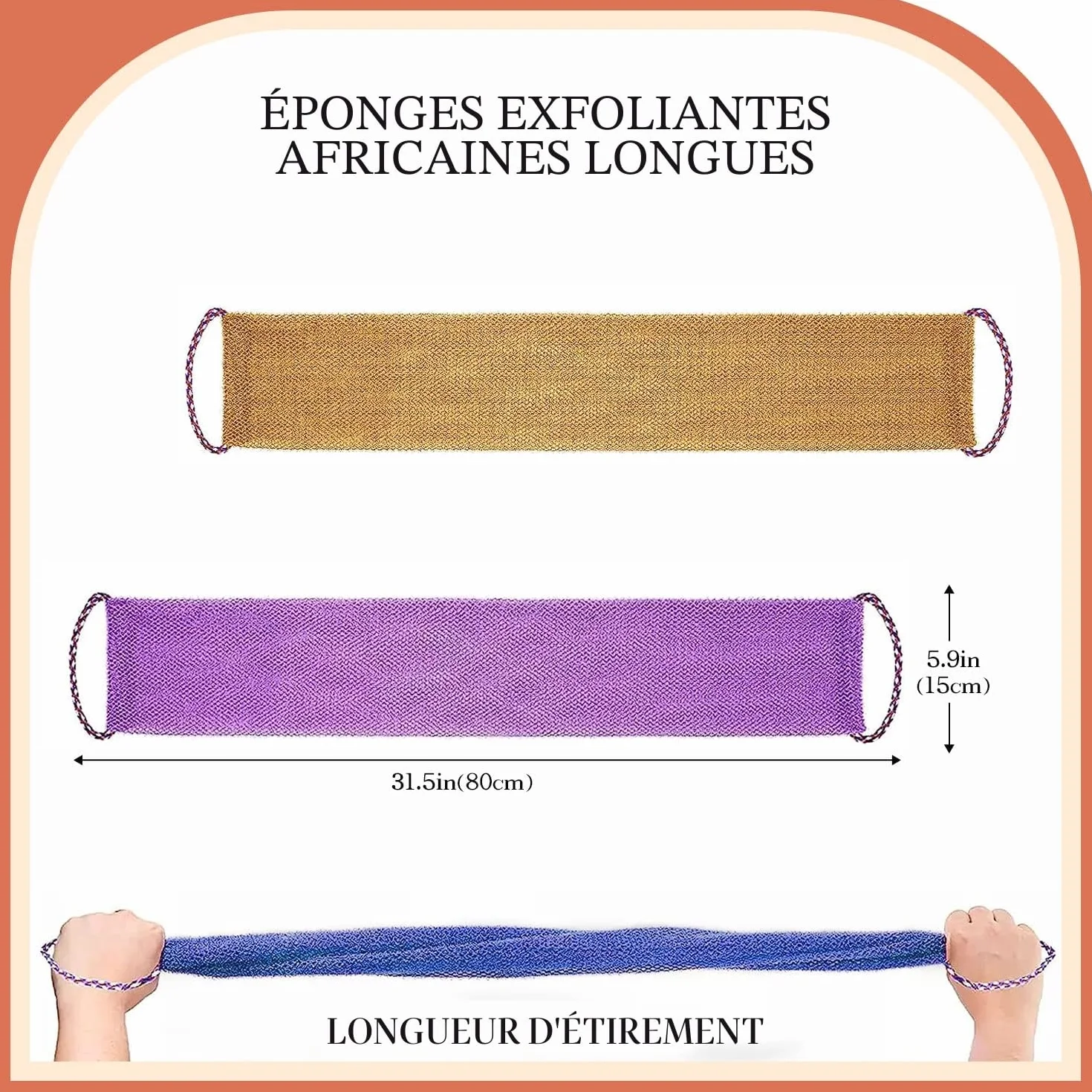 Pinkiou 3 Pièces Eponge Exfoliante Africaine Gratte Dos Douche Brosse Exfoliante Douce et Rugueuse
