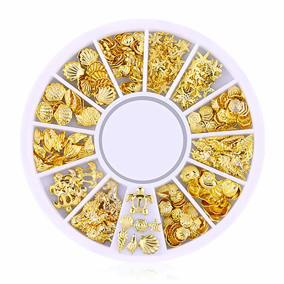 Breloques pour Ongles Dorées Mélangées - Strass Étincelants, Paillettes, Stud Rivets - Accessoires Beauté Ongles