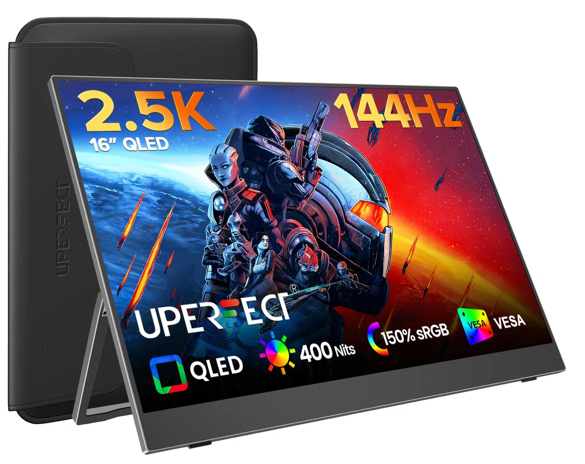 UPERFECT 16 Pouces 2K 144Hz QLED Moniteur Portable, 2560x1600 150% sRGB