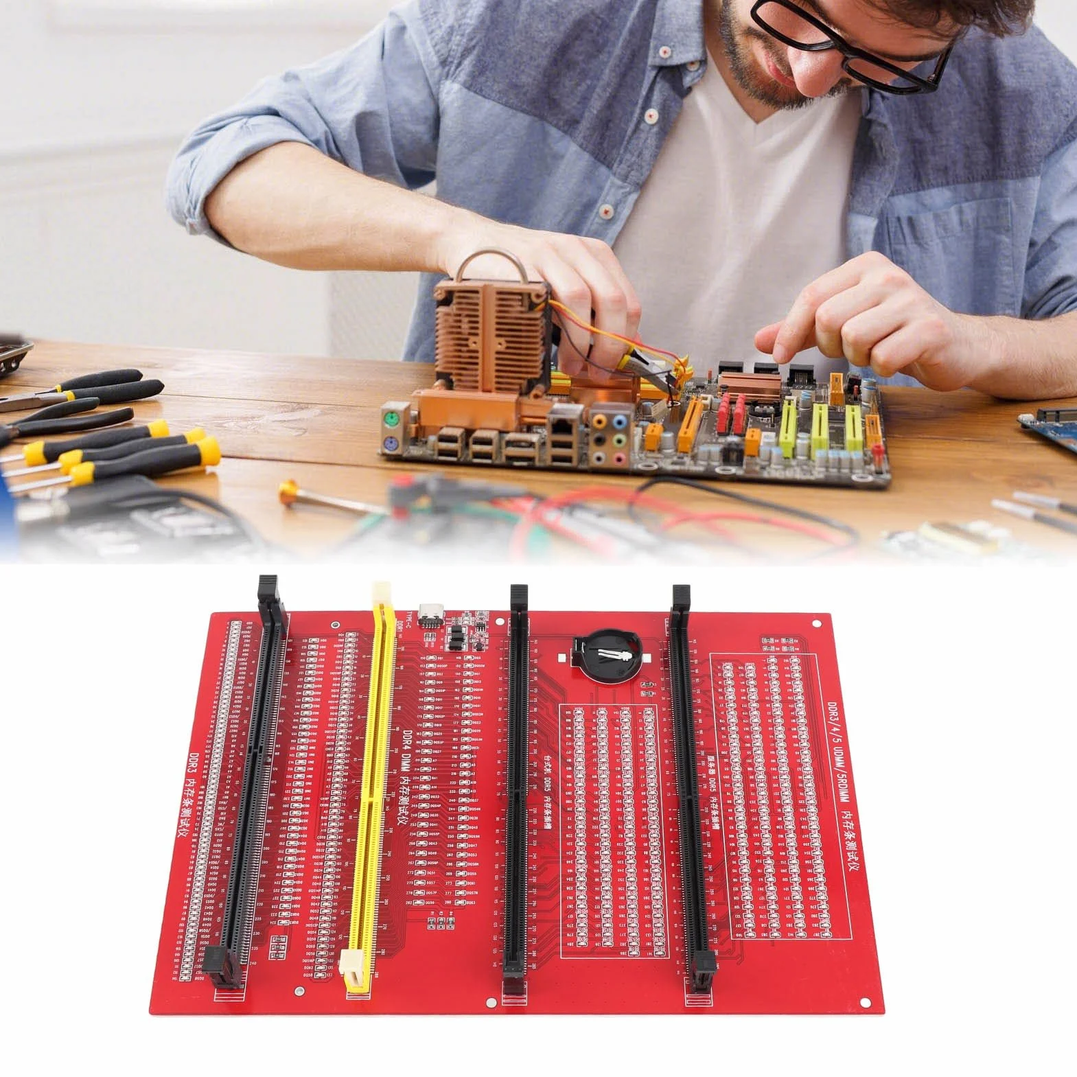 Testeur de Mémoire RAM Portable DDR3 DDR4 DDR5UDMM DDR5RDIMM Double Alimentation LED