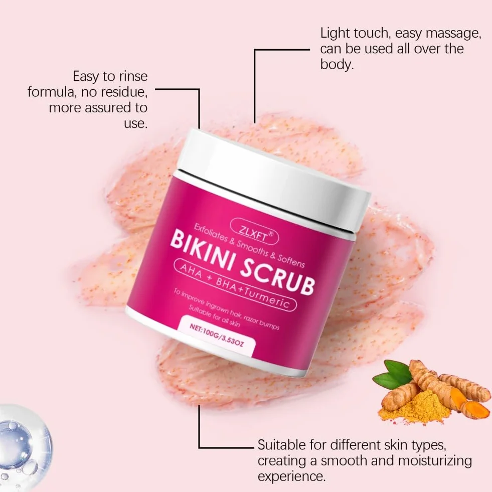 Gommage Corporel 2pcs Bikini 10% AHA+BHA Curcuma 100g Élimine Poils Incarnés
