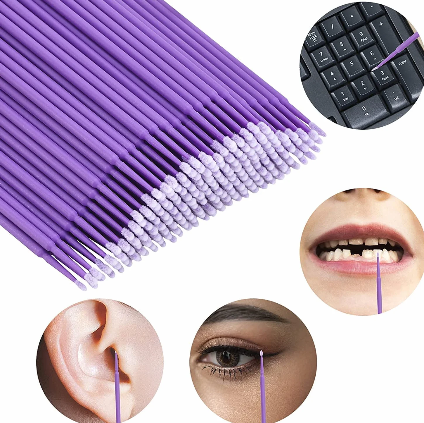 Micro Applicateurs Brosses 200 Pièces pour Extension de Cils Sourcils Lèvres