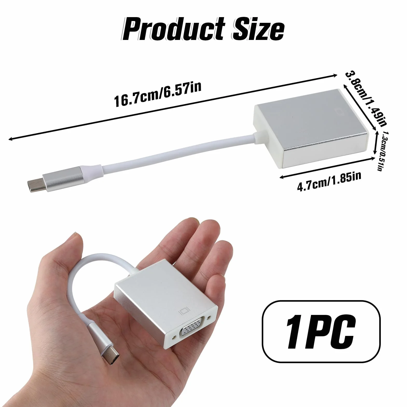 Adaptateur USB-C vers VGA Thunderbolt 3 1080P HD compatible portable smartphone tablette