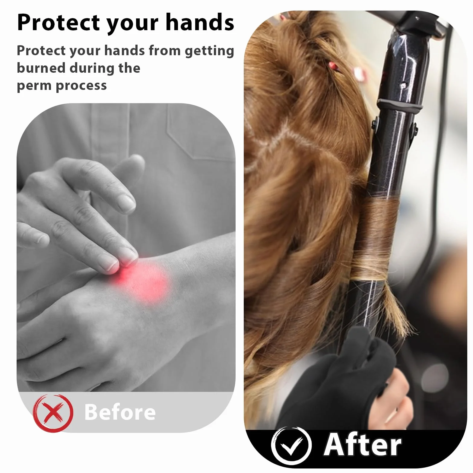 Lot de 2 gants résistants à la chaleur pour coiffer les cheveux - Blocage à trois doigts - Accessoires de fer à friser et lisser