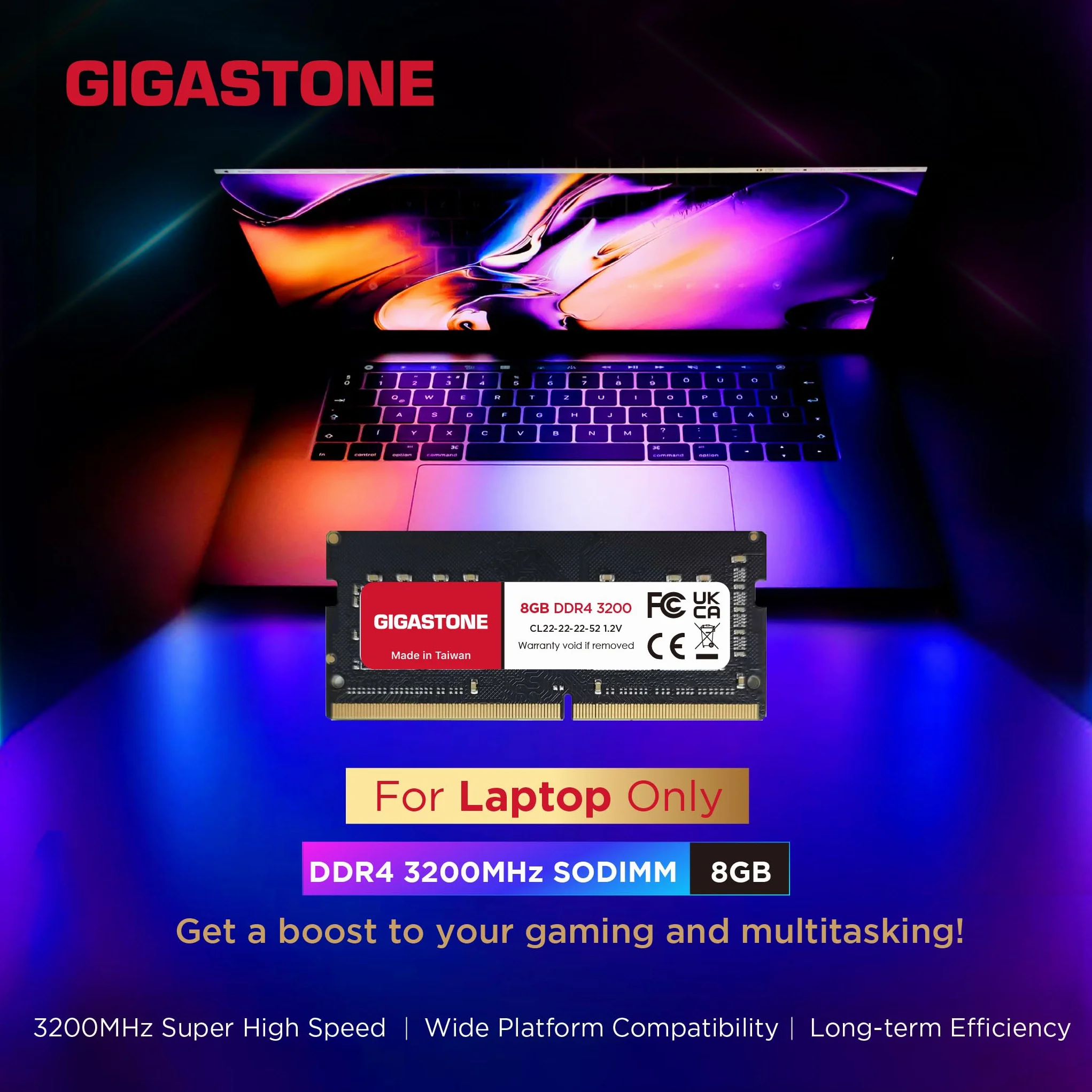 GIGASTONE 16Go Kit(2x8Go) DDR4 3200MHz SODIMM 260pin Mémoire pour Portable
