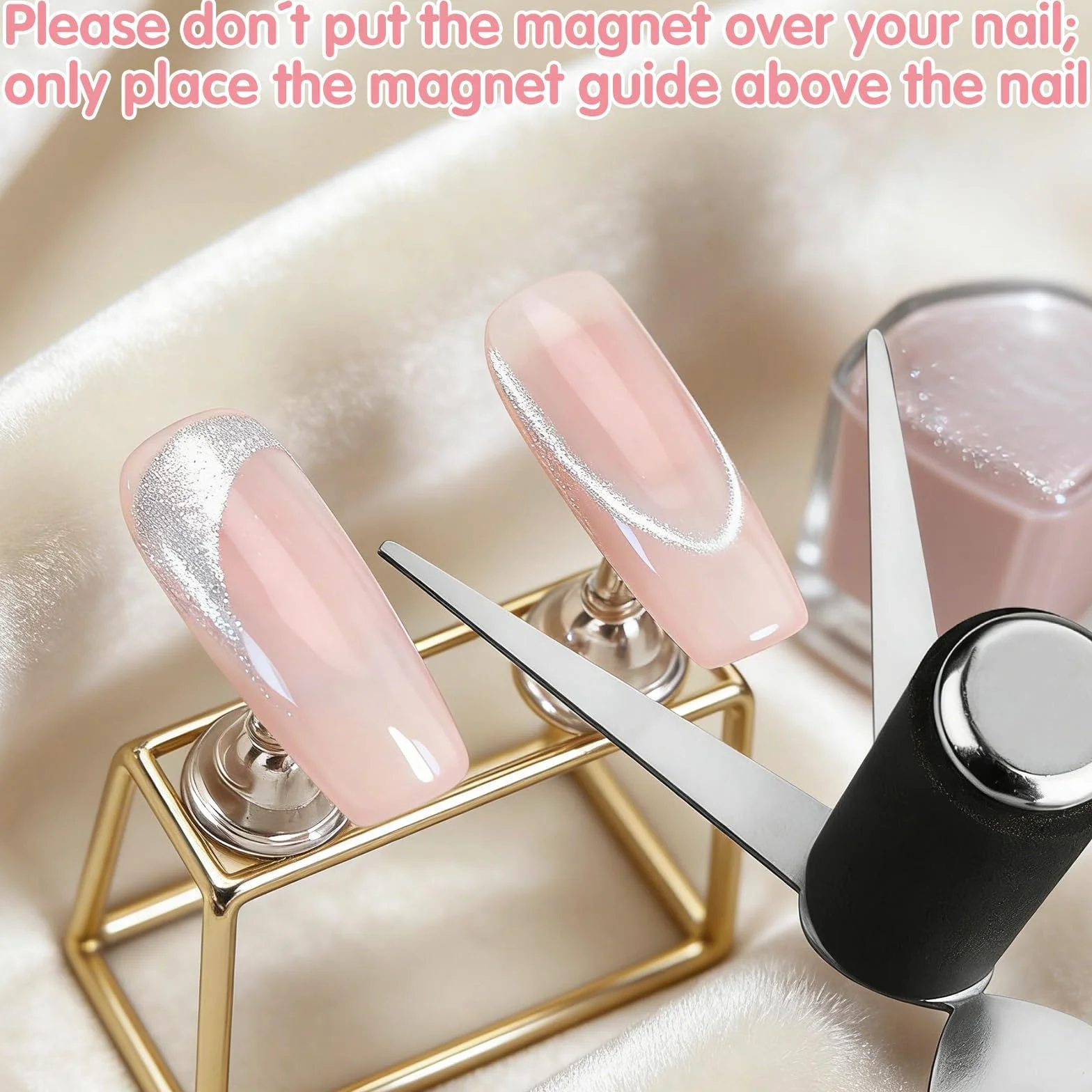 Kit de 5 aimants 3 en 1 pour vernis gel effet œil de chat, outil magnétique pour ongles, stylo magnétique double embout et guides en forme de lapin