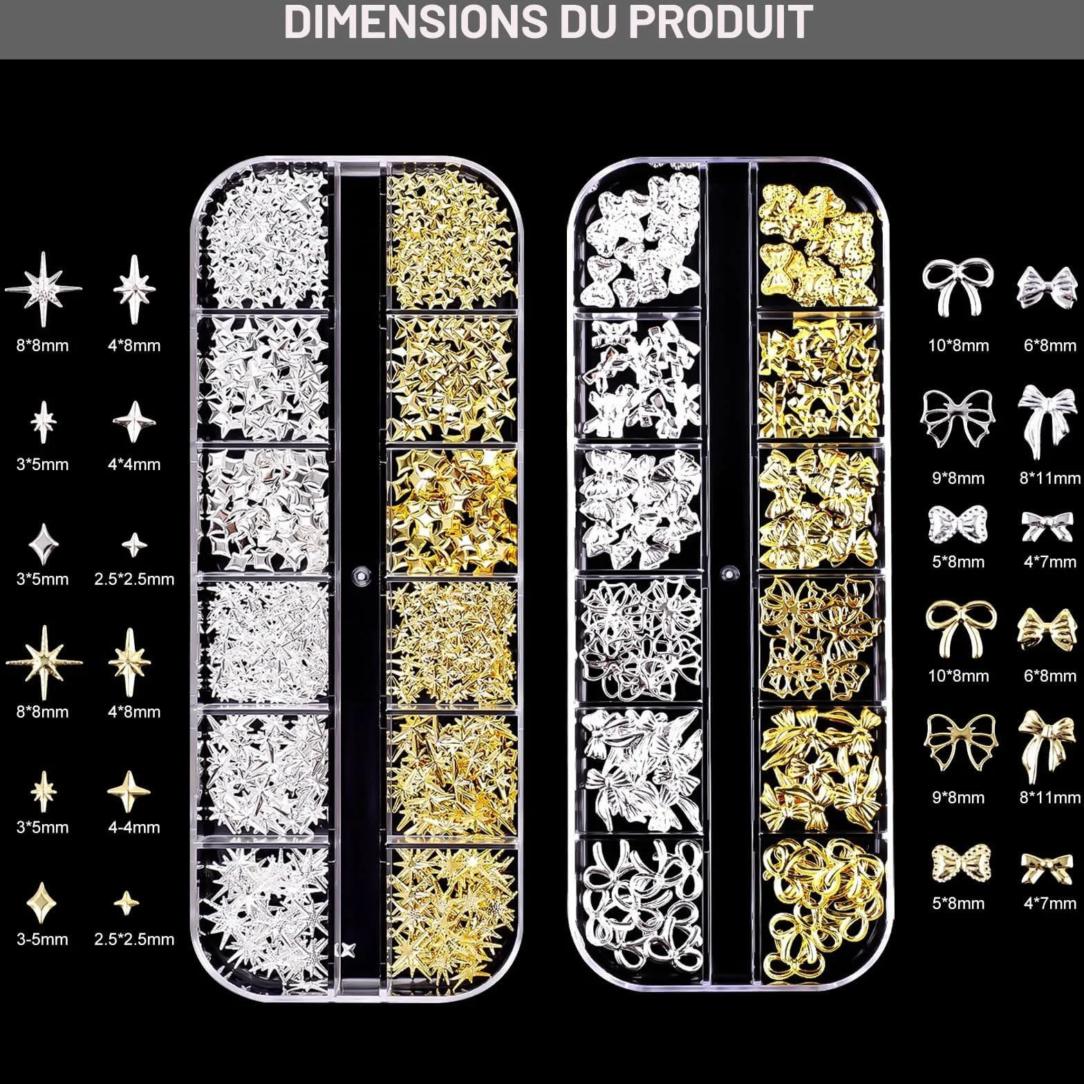 lafo Lot de 3 Boîtes Strass Ongle Nail Art avec Bijoux Ongles - Perles Charmes Cristal Blanc, Beige et Décoration Ongle - Kit Nail Art Accessoires Design Faciles