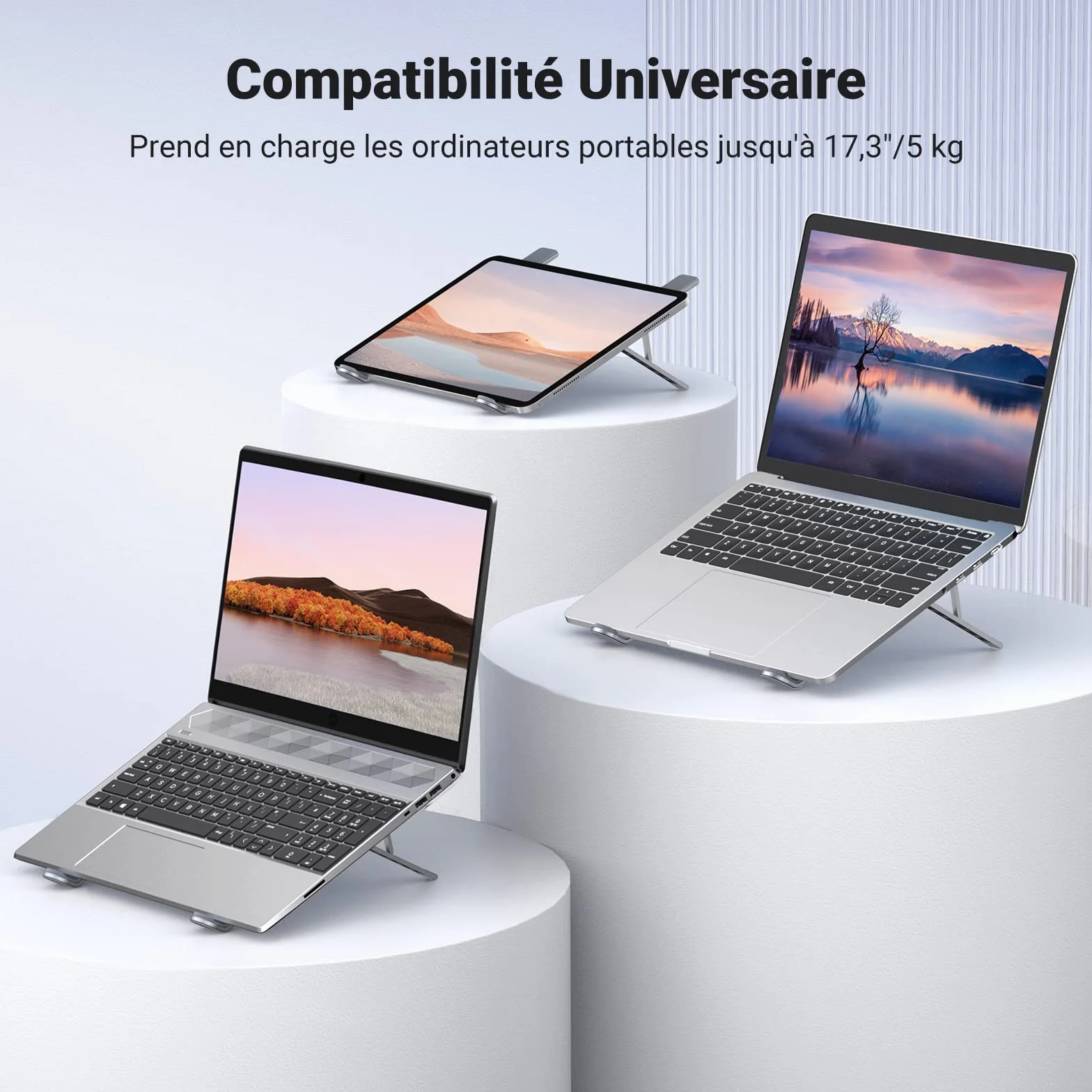 UGREEN Laptop Stand Aluminium 8-17,3 Pouces Réglable 5 Niveaux Pliable Compatible MacBook Air Pro HP Dell ASUS MSI