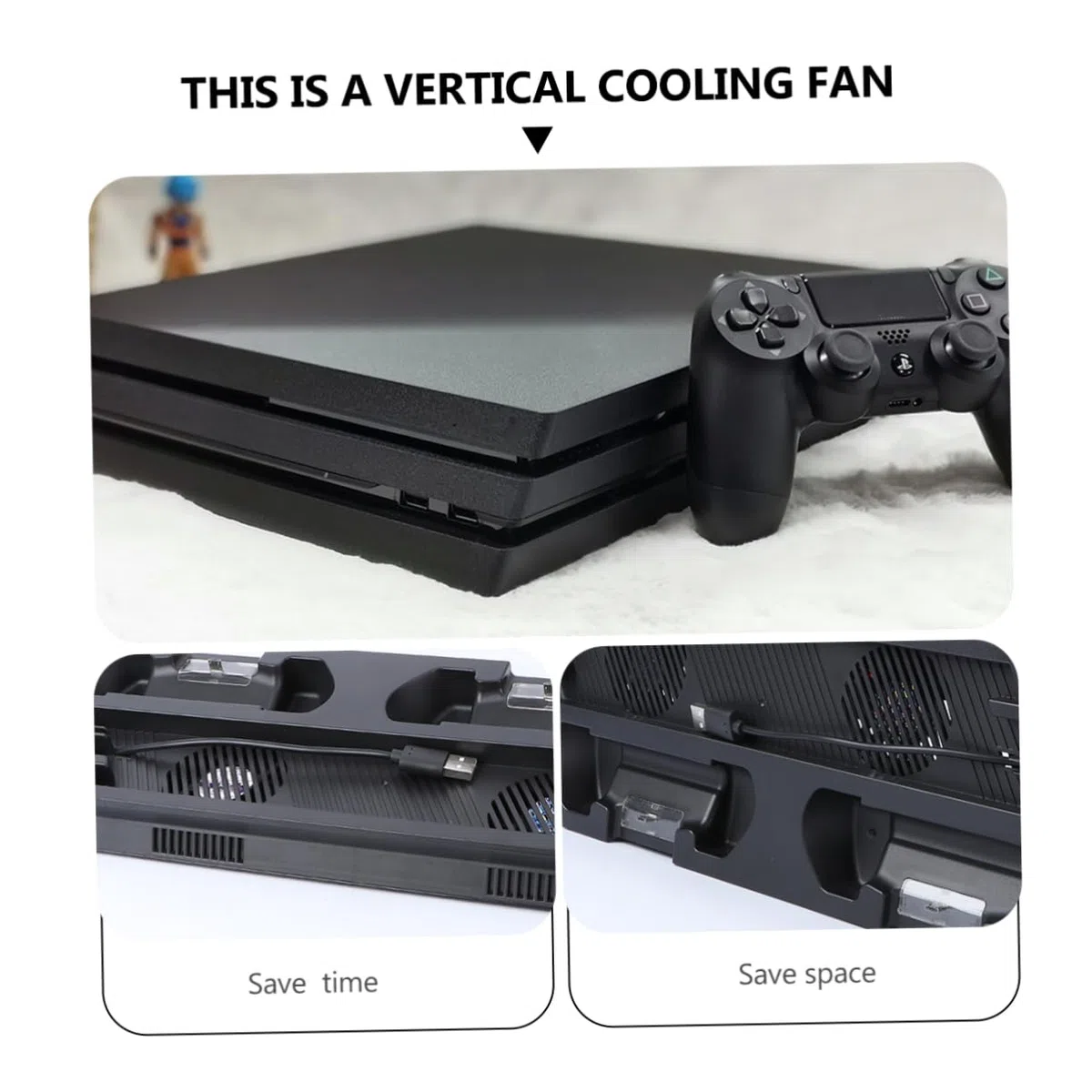 Support de Refroidissement pour Pro, Noir Abs, Ventilateurs Intégrés
