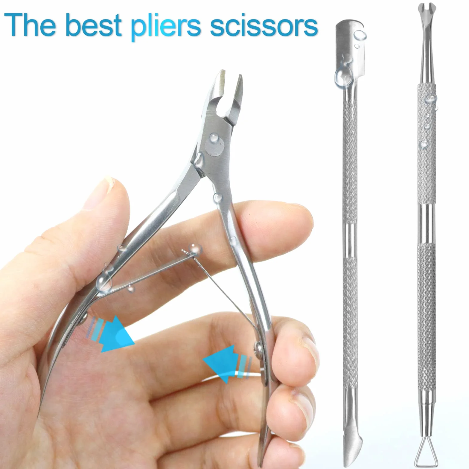 Sularpek Pinces à Cuticules Acier Inoxydable 3 en 1 Repousse Cuticule Professionnel Outils Manucure Pédicure Argent