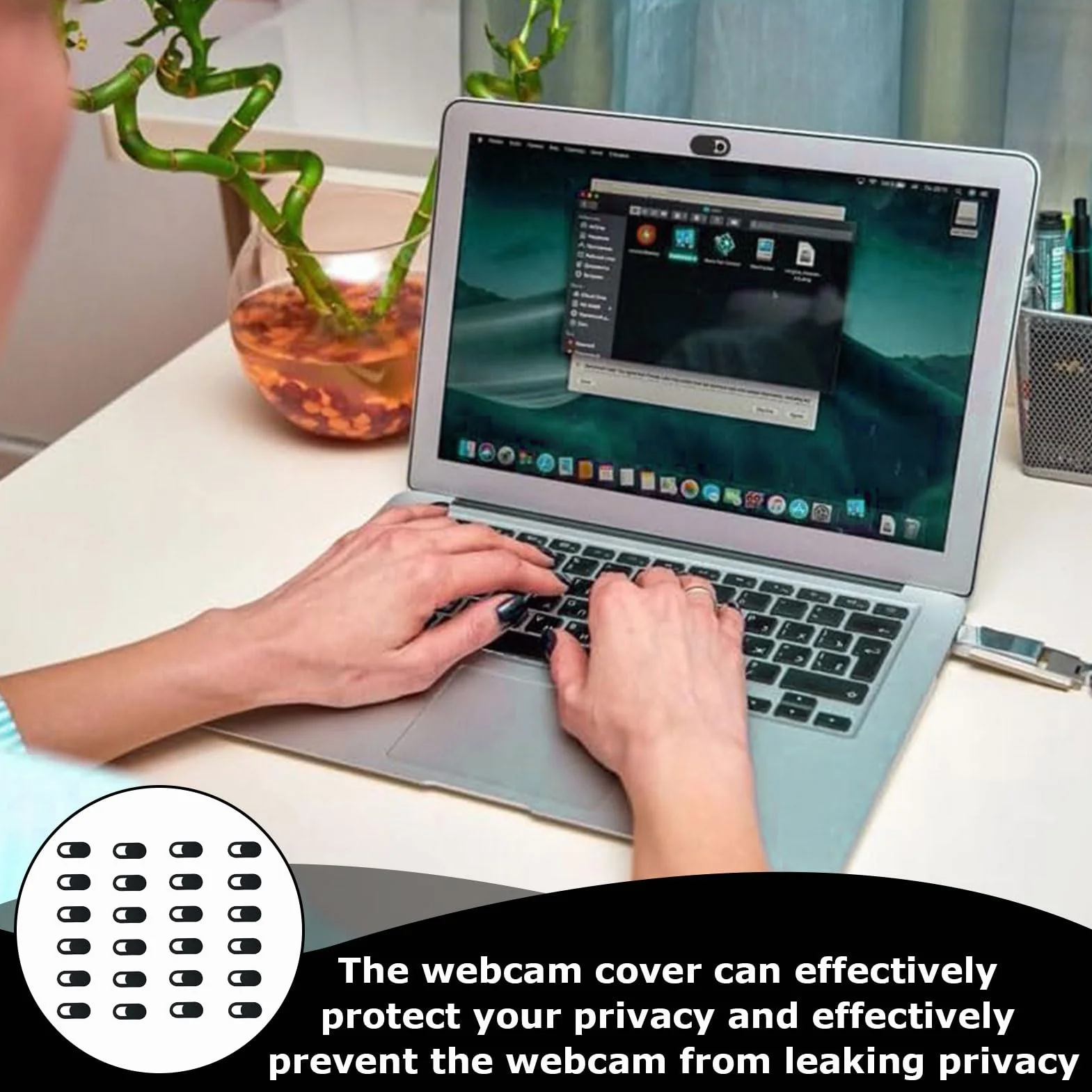 Cache Webcam Ultra-Mince pour PC Portable, Tablette, Téléphone (Le Noir)