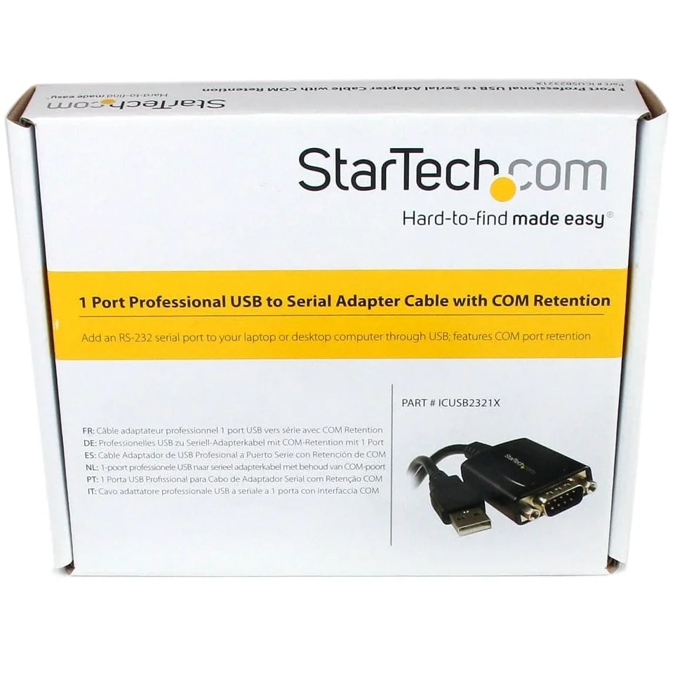 StarTech Câble USB vers Série RS232 Pro 30cm, 1 Port (ICUSB2321X) | Retention COM, Adaptateur USB vers RS232, Windows uniquement, DB9