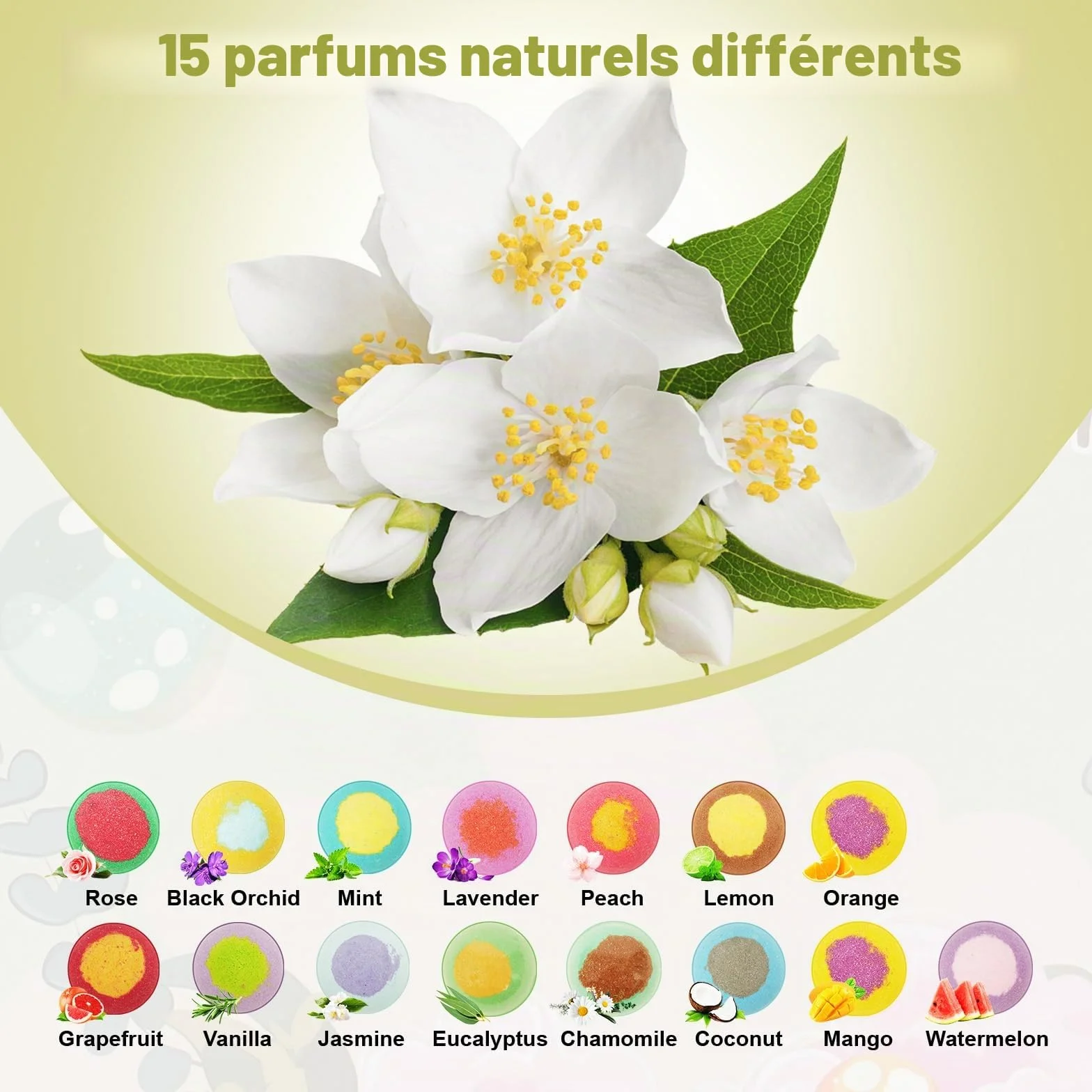 Lot de 30 bombes de bain naturelles biologiques avec 15 parfums, faites à la main, cadeau anniversaire