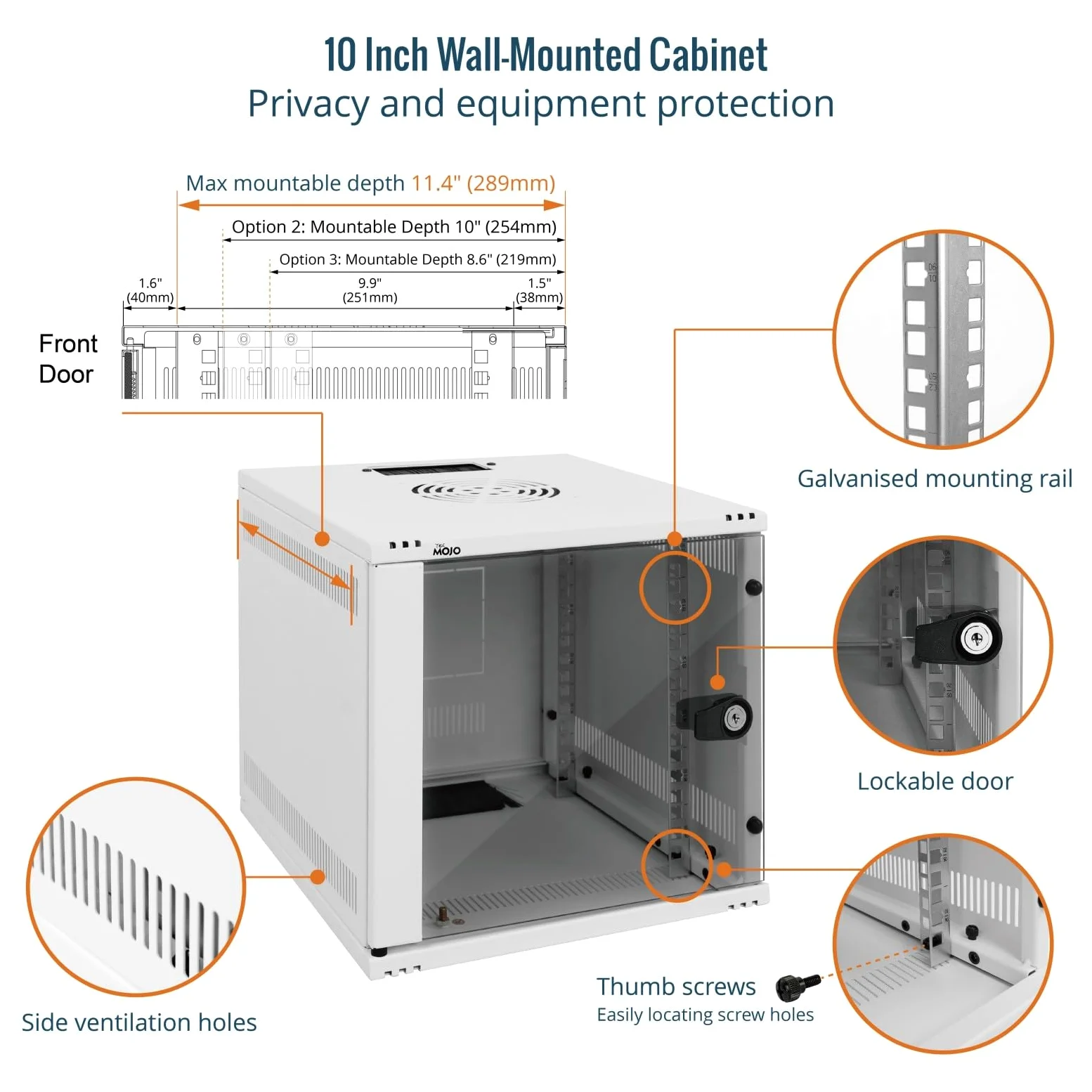 Tecmojo Rack réseau pour serveur 6U de 330 mm de profondeur 25,4 cm de large, armoire réseau avec étagère, panneaux brossés, organisateur de câbles pour petits appareils AV/IT/données, capacité de 50